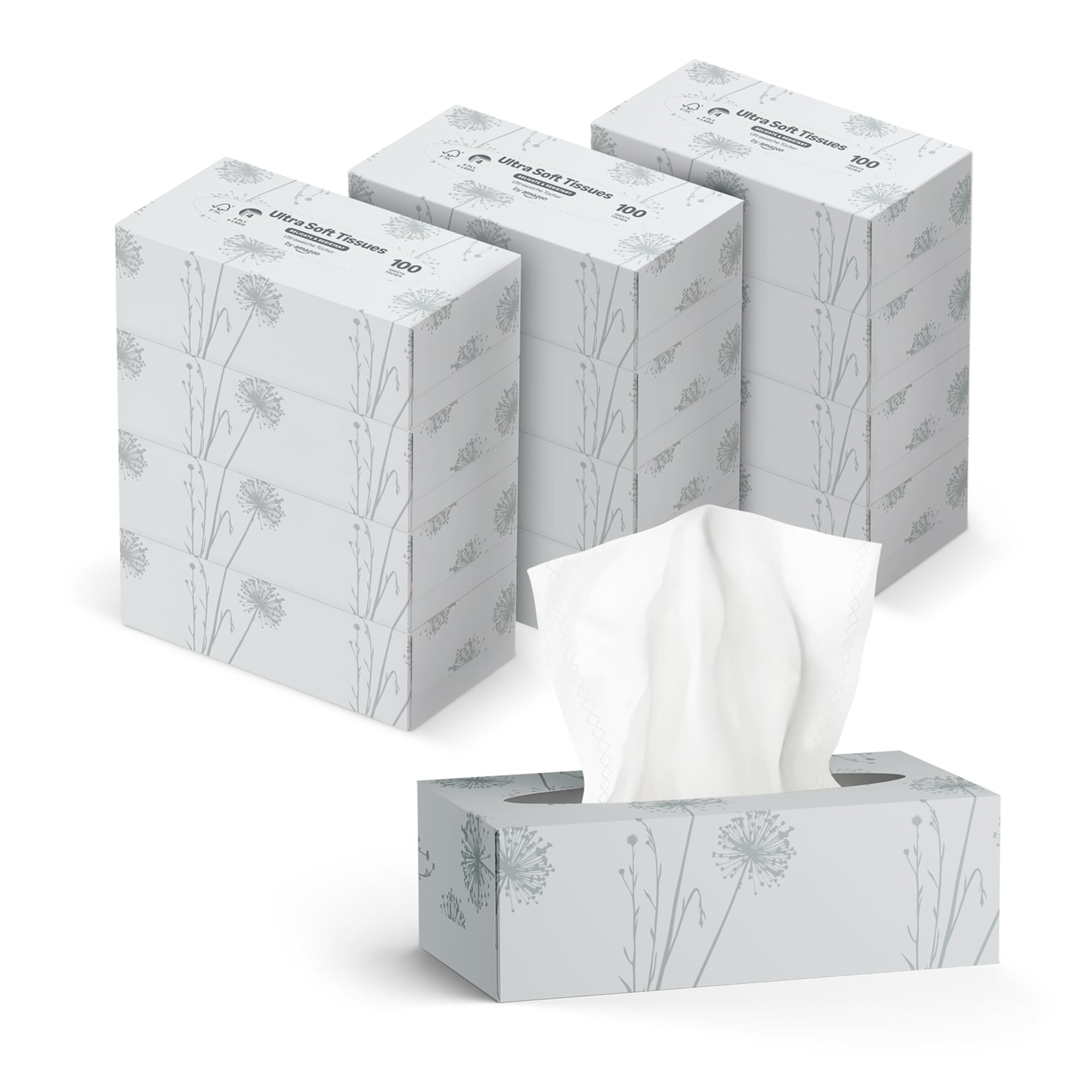4-Ply Facial Tissues, 1200 Count (12 Packs of 100)