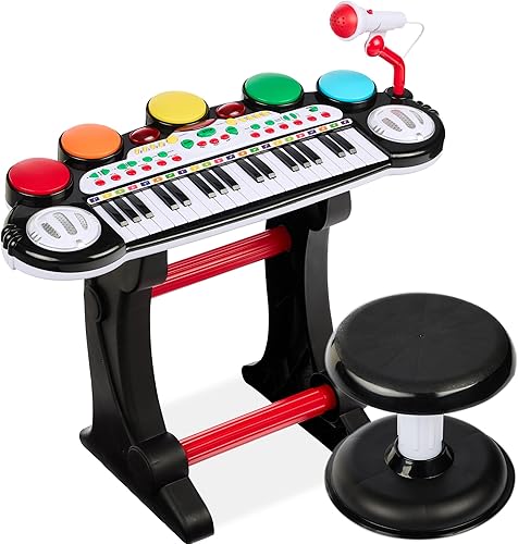 Vista 15 de Mejor elección productos para niños, teclado electrónico musical, 37 teclas y micrófono, Rosado
