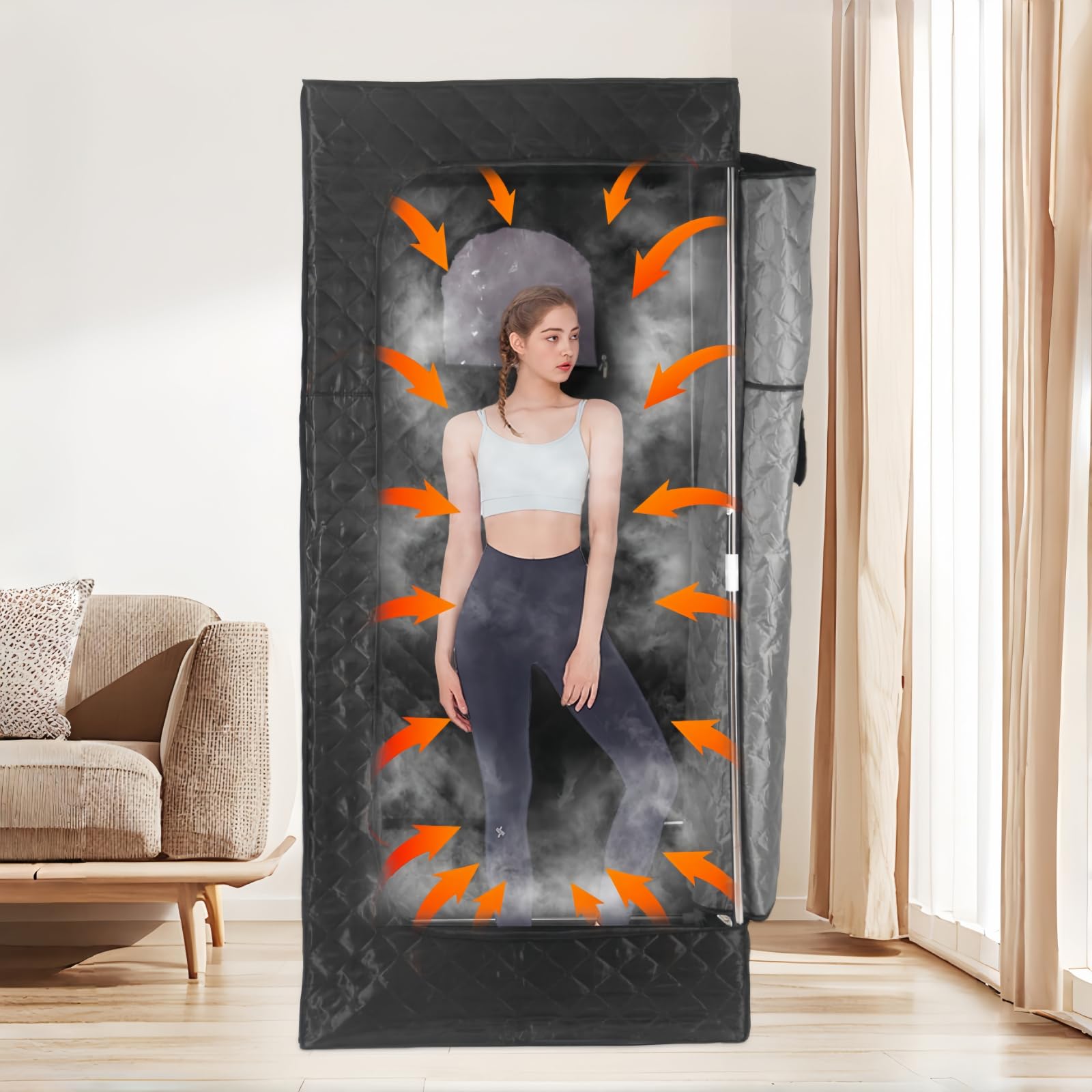 Scatola di Sauna a Vapore Portatile, Tenda di Spa a Casa per 1 Persona, Sedia Pieghevole di Comfort E Tenda a Vapore per Tutto Il Corpo, per Uso Domestico, Spa, Interno, Esterno E Palestra