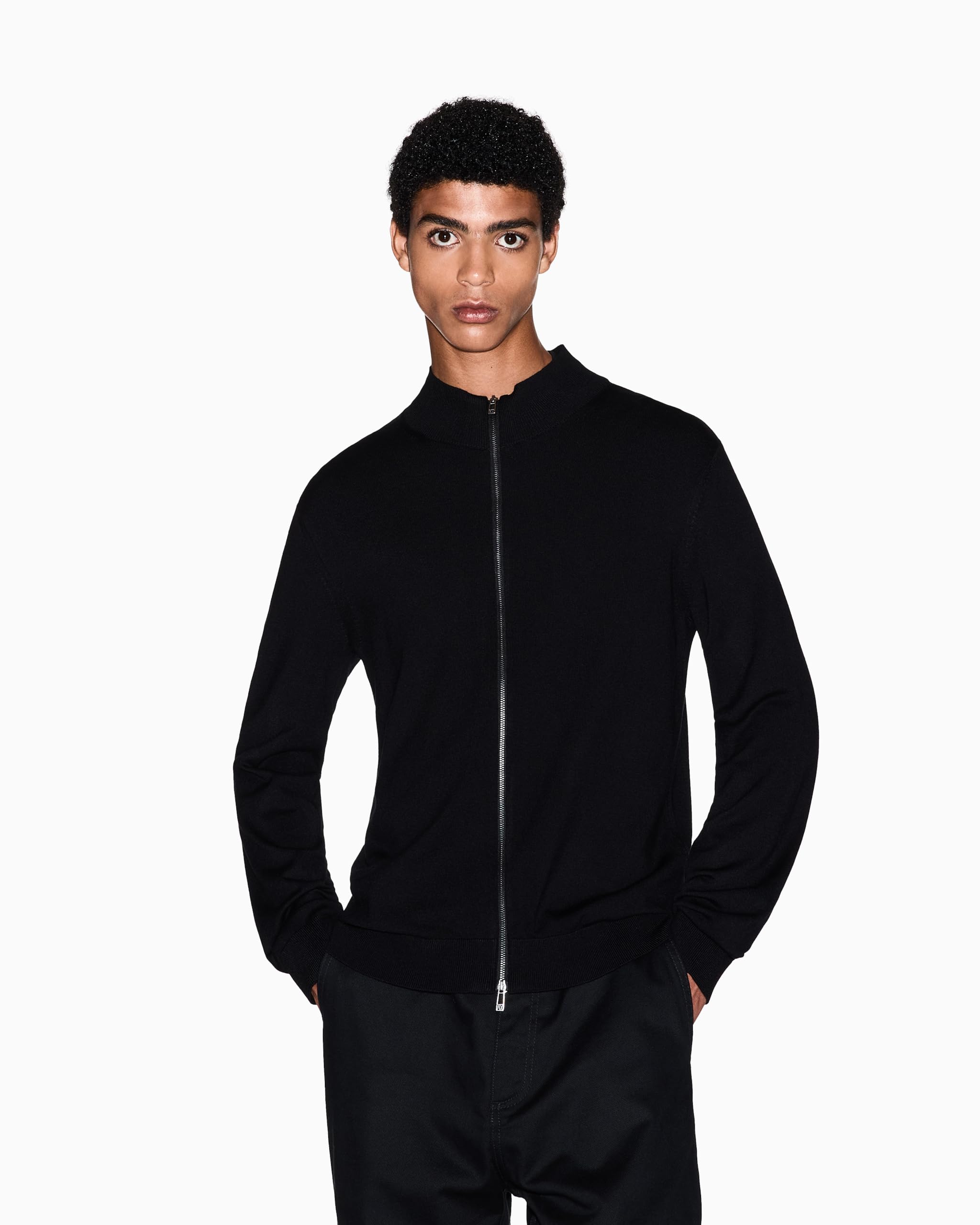 Armani Exchange Essential, Long Sleeve Zip Closure Maglione Cardigan Uomo (Pacco da 1)