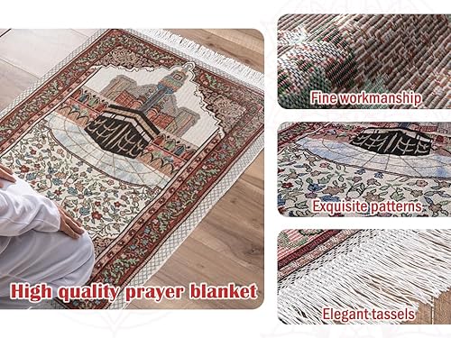 Miniatura 5 de Anlising Alfombra de oración, alfombra de oración musulmana islámica con bolsa de diseño elegante, gran regalo para familiares, amantes y amigos