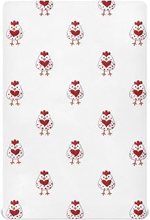 Christmas Chicken Heart Crib Sheets Soft Breathable Fitted Baby Crib Sheets Mattress Cover for Girls Boys, 52" x 28" x 9"