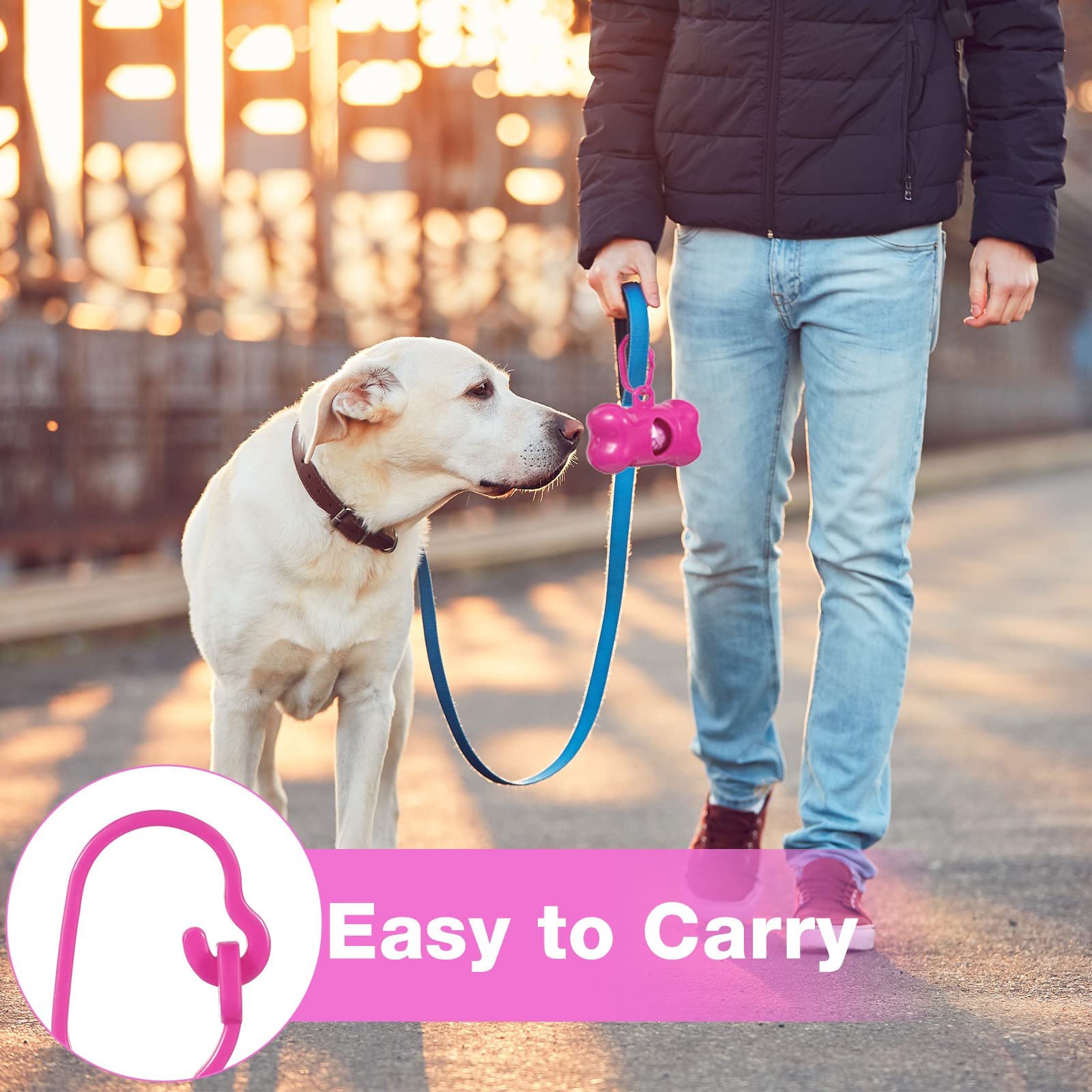 Sacchetti per cani da 3000 pezzi, per cani e cani, con 3 sacchetti per cacca, per cani e cani, per la casa, all'aperto, cuccioli, passeggiate e viaggi, 30 x 20 cm (rosa caldo)
