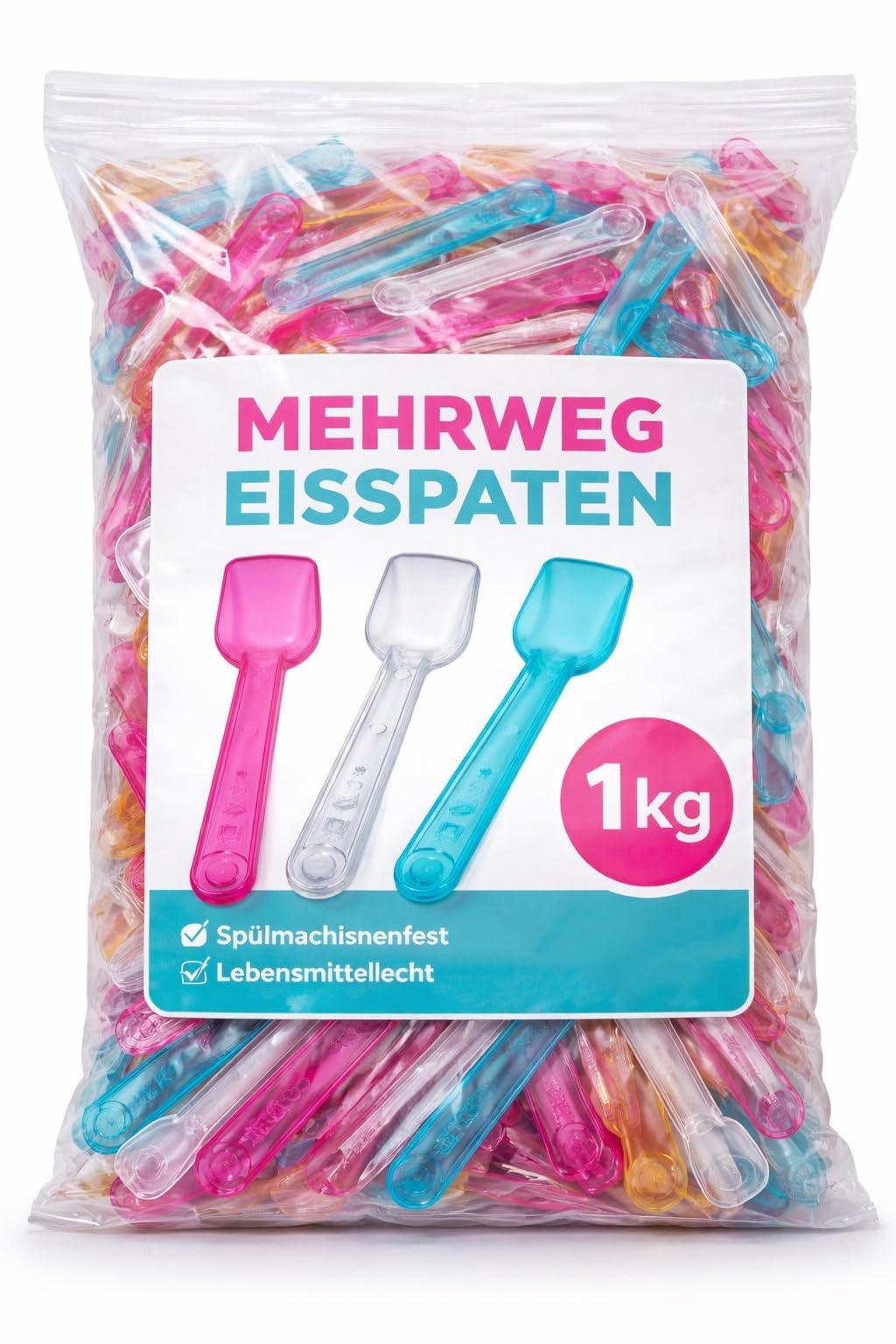 Mehrweg Eislöffel 1 kg bunt sortiert – Eisspaten 10 cm – ideal für Eis, Slush, Desserts, Gastronomie & Party