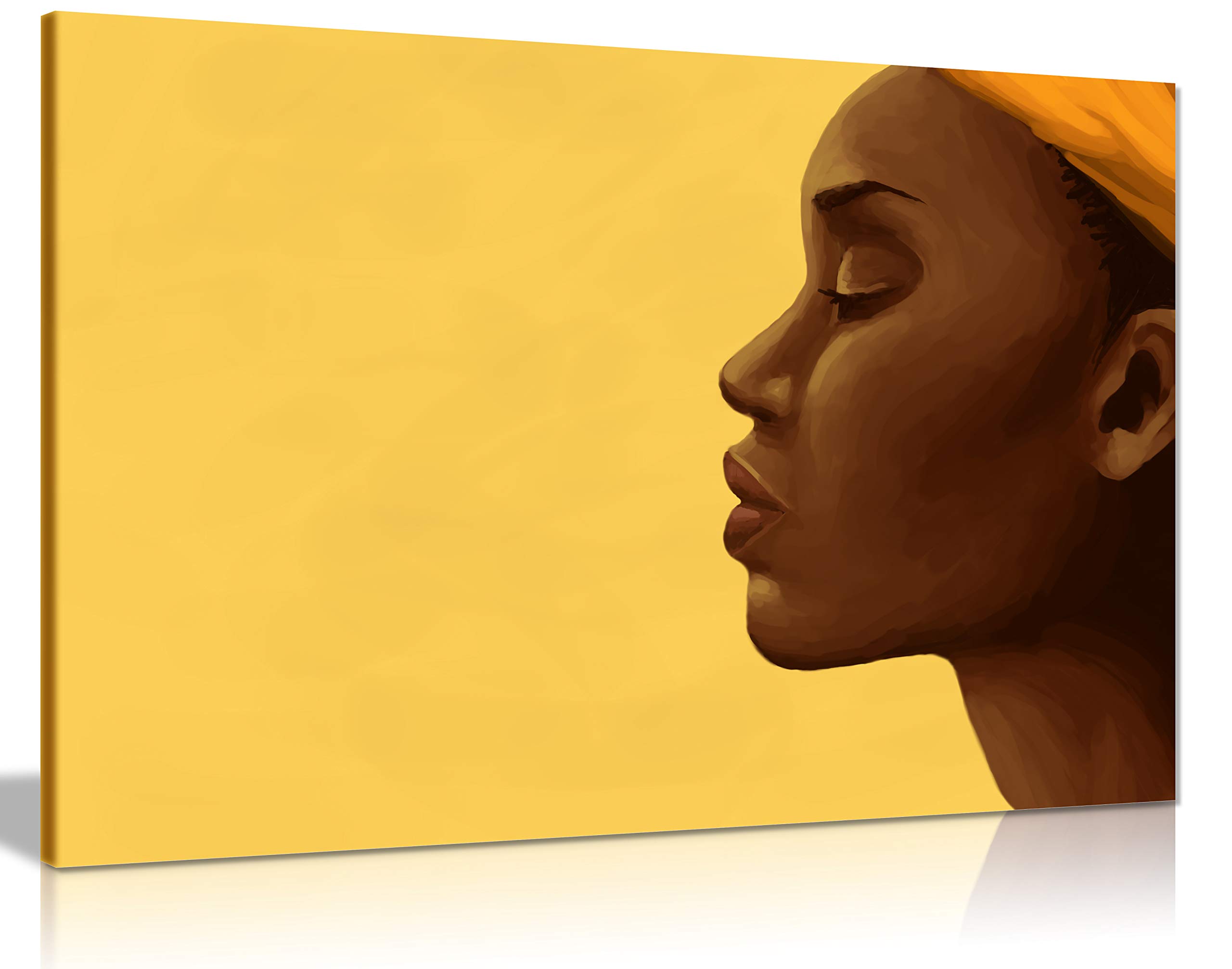 Panther Print Calm African Woman African Art Modern Beautiful Woman Calm Canvas Wall Art Picture Print Home Decor (36X24)