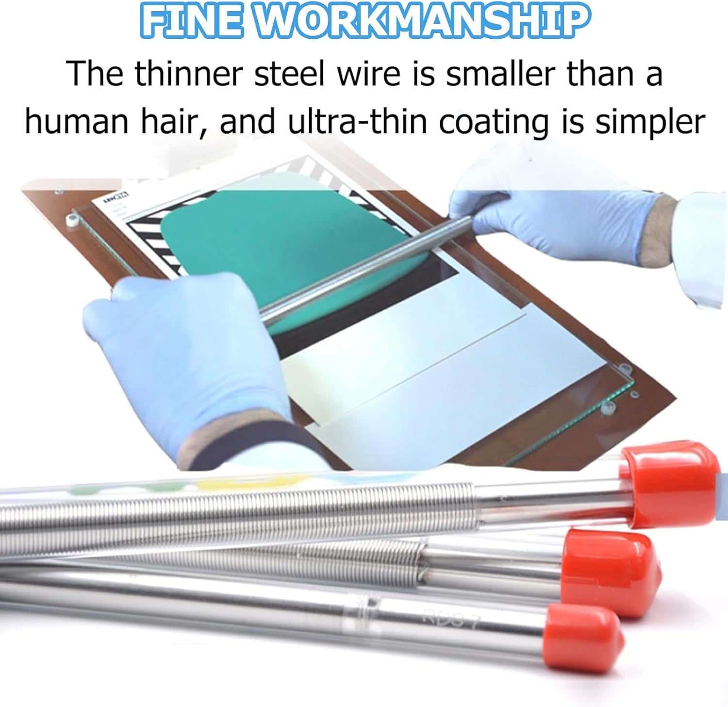 Wire Bar Rod Wet Film Applicator Coater, Stainless Steel Wire Bar Applicator Wire Rod Coater, Effective Coating Width 30cm, Easy to Clean, for Varnishes Glue Paint Ink Cosmetics Coating