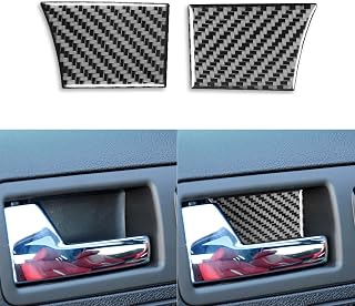 2pcs Real Soft Carbon Fiber Car Inner Door Handle Bowl Panel Anti-Collision Cover Decoration Trim Sticker Compatible with Ford Mustang GT/Shelby 2009-2014 Auto Interior Accessories Black
