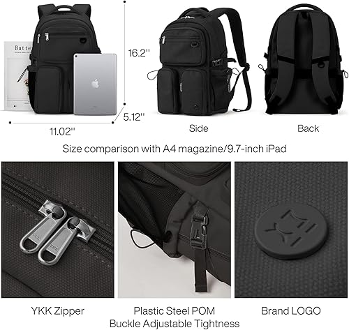 Miniatura 3 de mixi Travel Laptop Backpack, Lightweight Durable School Bookbag Men Woman 15.6" Computer Bag, Water Resistant Outdoor Hiking Backpacks With