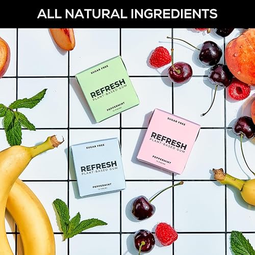 Miniatura 5 de Refresh Gum Paquete variado de goma de mascar sin azúcar xilitol a base de plantas sin sintético vegano y sin OMG paquete de 6