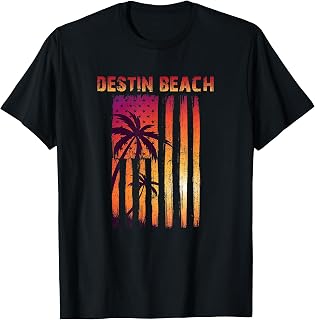 Vintage Destin Beach, Florida Patriotic Flag T-Shirt