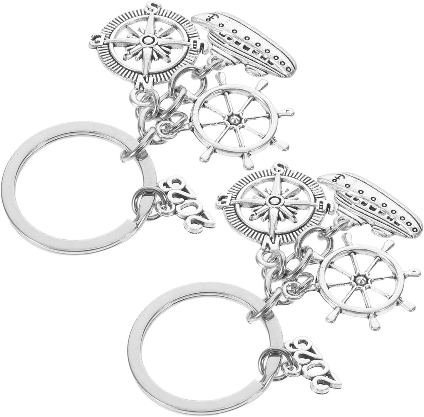 Inspirational Travel Keychain for Retirement Gifts, Lightweight Metal Key Ring with Reliable Keys, Stylish Silver Design for New Adventure and Office Farewell
