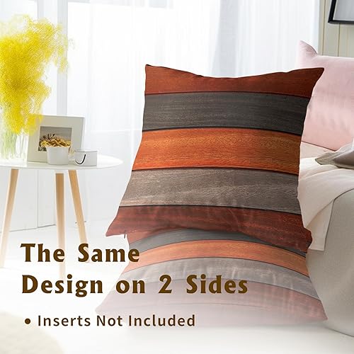 Miniatura 6 de Funda de almohada de madera marrón verde azulado de 20 x 20 pulgadas, diseño vintage de tablero azul antiguo, panel de madera natural, 2 fundas de