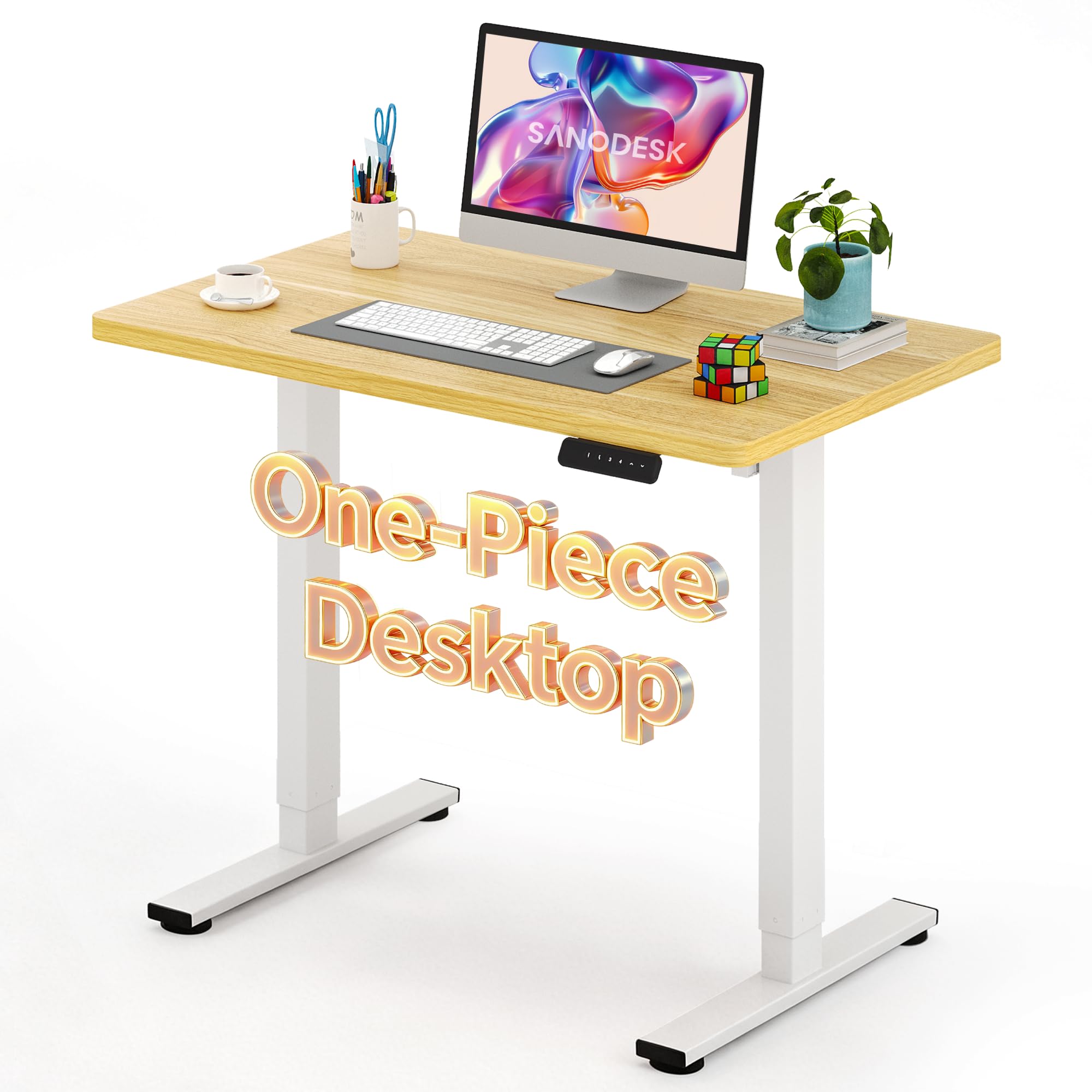 SANODESK One-Piece Electric Height Adjustable Standing Desk 40''x 24''