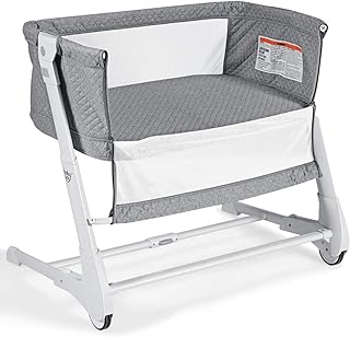 GYMAX Bedside Baby Crib, 8 Height Adjustable Infant Sleeping