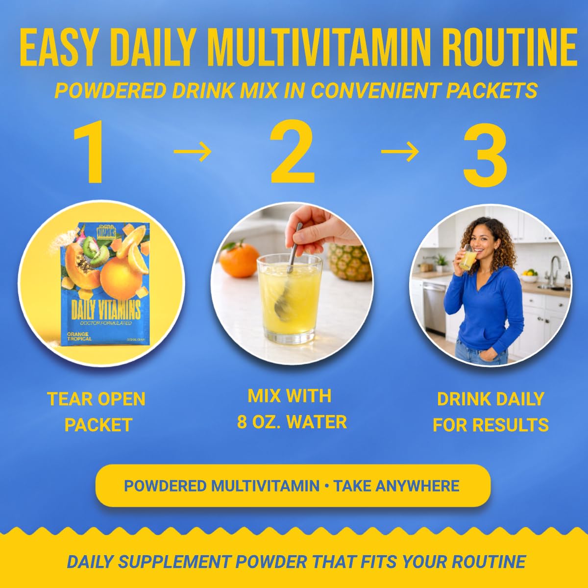 Dr. Price’s Multivitamin Tropical – 30 Servings | Multivitaminico con Vitamina C, Complesso B e Minerali | Drink Mix Senza Zucchero | 30 Bustine