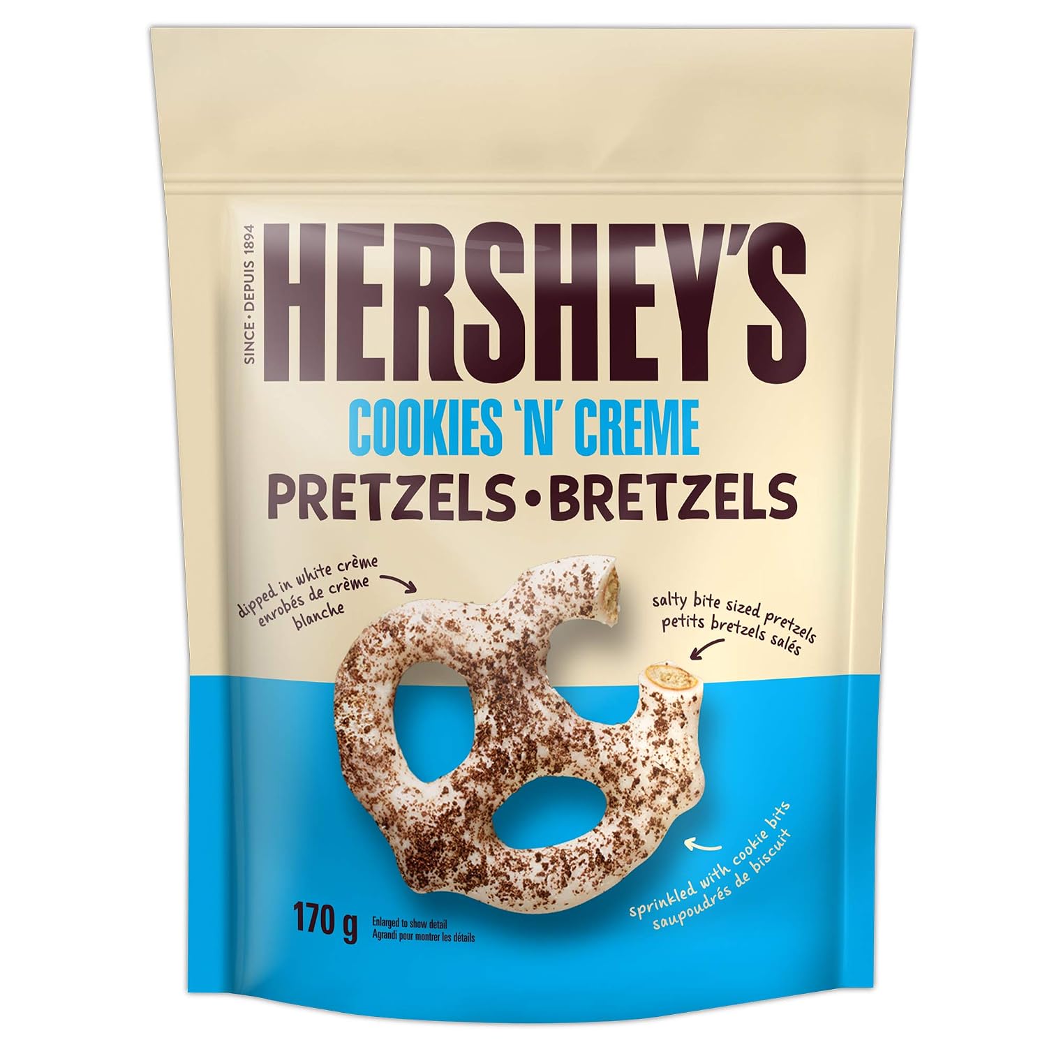 HERSHEY'S Cookies' N' Creme Coated Pretzels, 170g/6 oz., Imported from Canada)