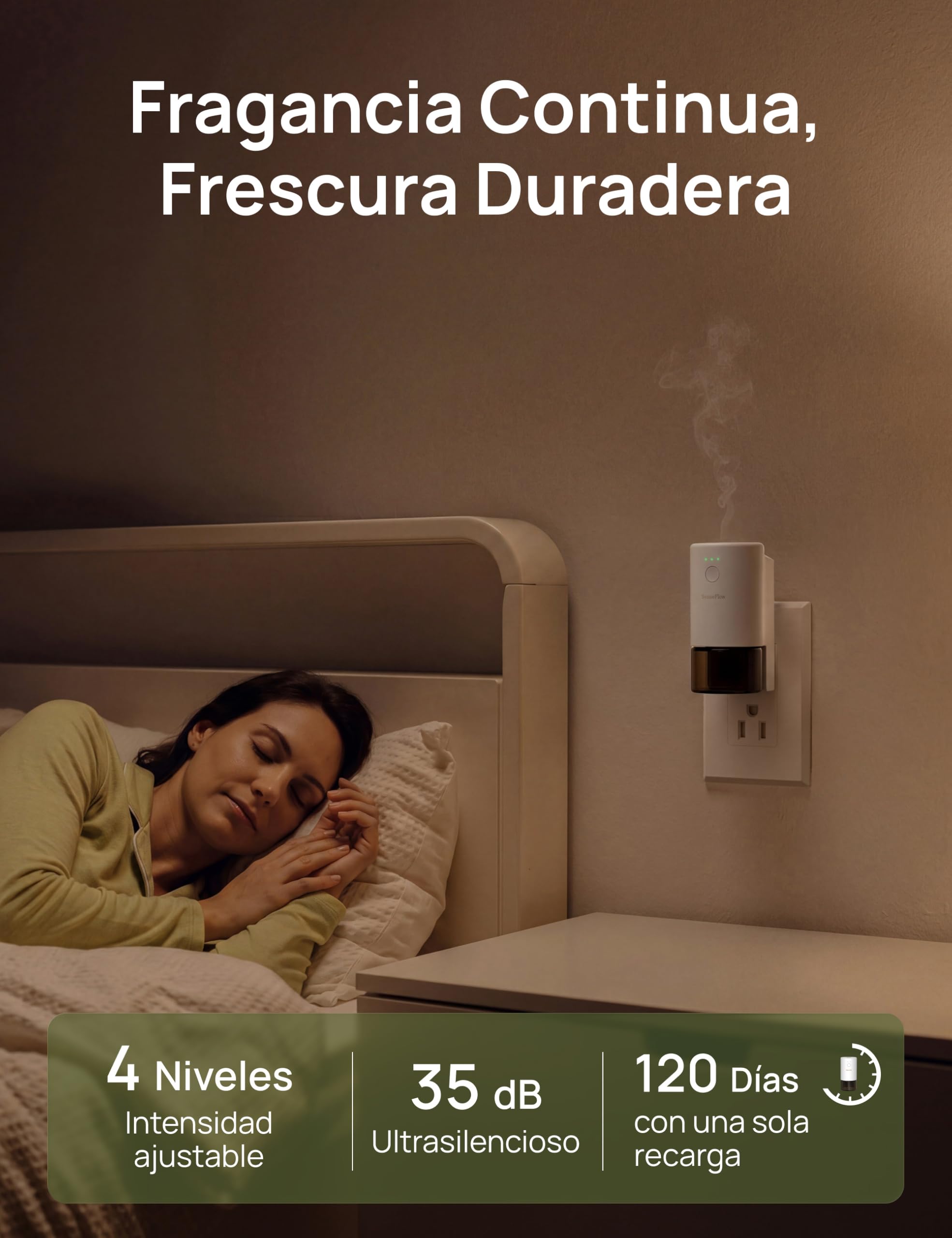 Difusor Aceites Esenciales Difusor de Aromas SF101 -Ultrasónico Sin Agua, 100 % Vegetal, Aromaterapia120 Días, para Hogar, Hotel y Estudio hasta 100 ㎡ - Menta