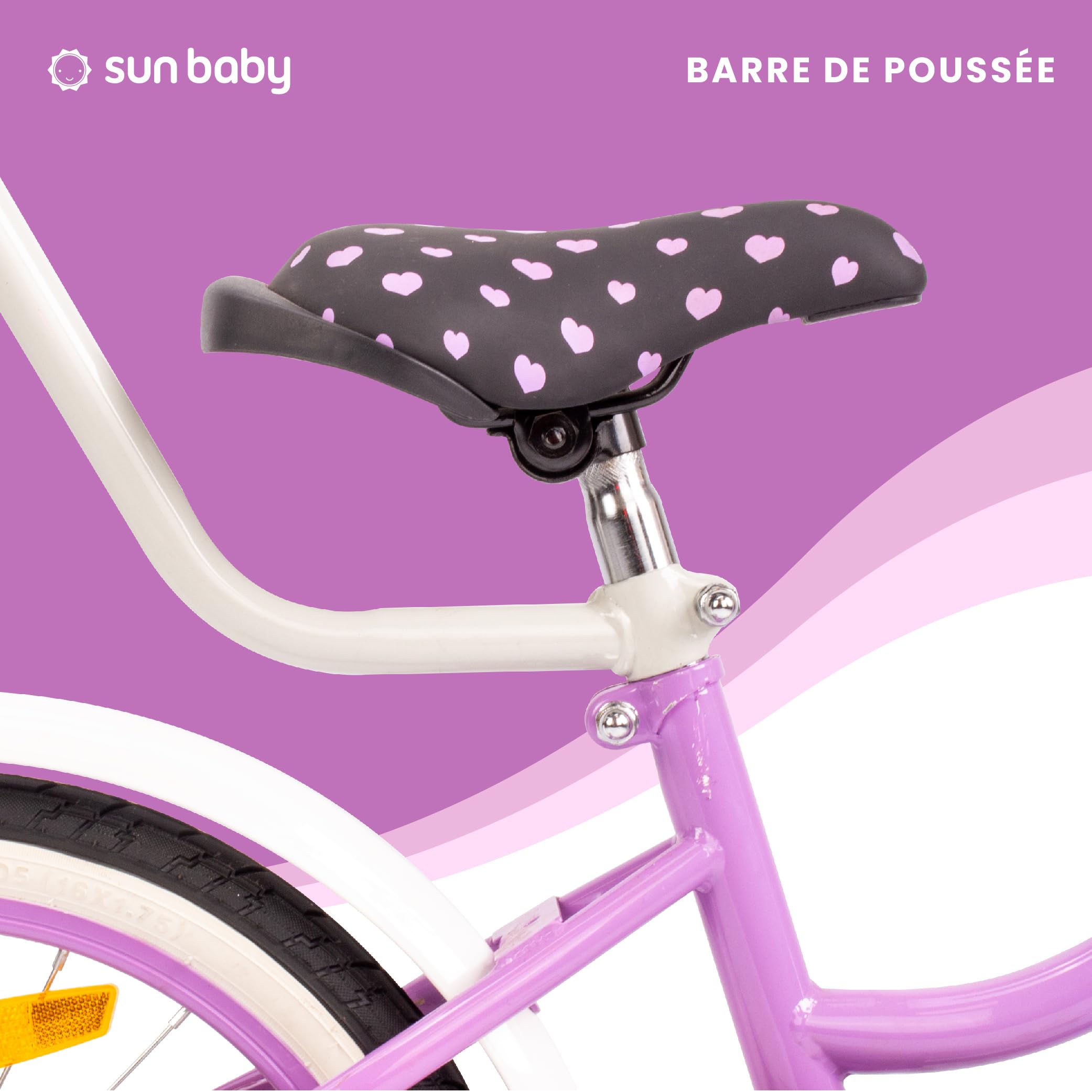 Vélo Enfant Fille 12/14/16 Pouces Sun Baby Heart avec Roulettes Stabilisatrices et Barre de Poussée