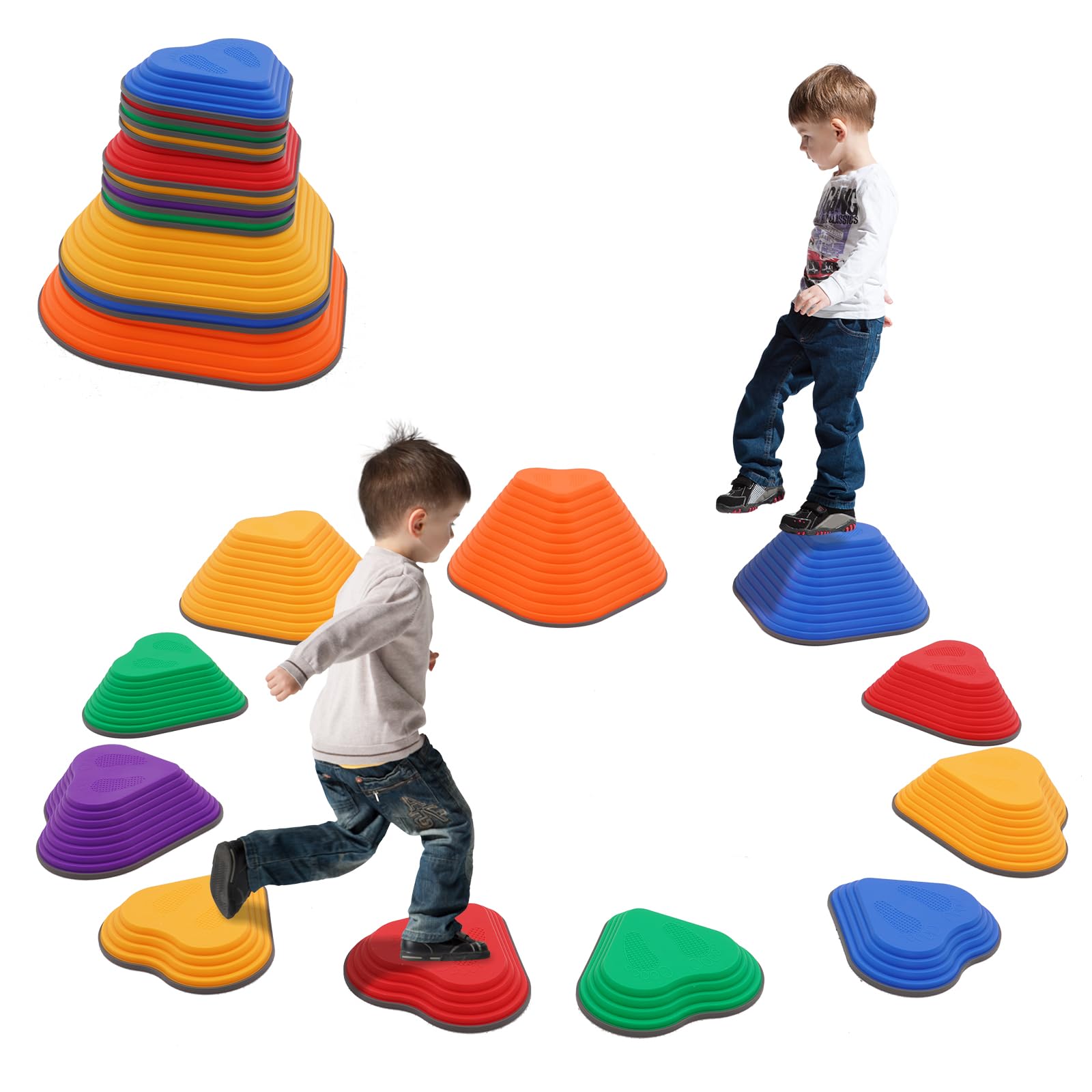 Pierres D'équilibre Leogreen - 6 Pièces Antidérapantes Pour Jeux Sensoriels | Développe Motricité Enfants