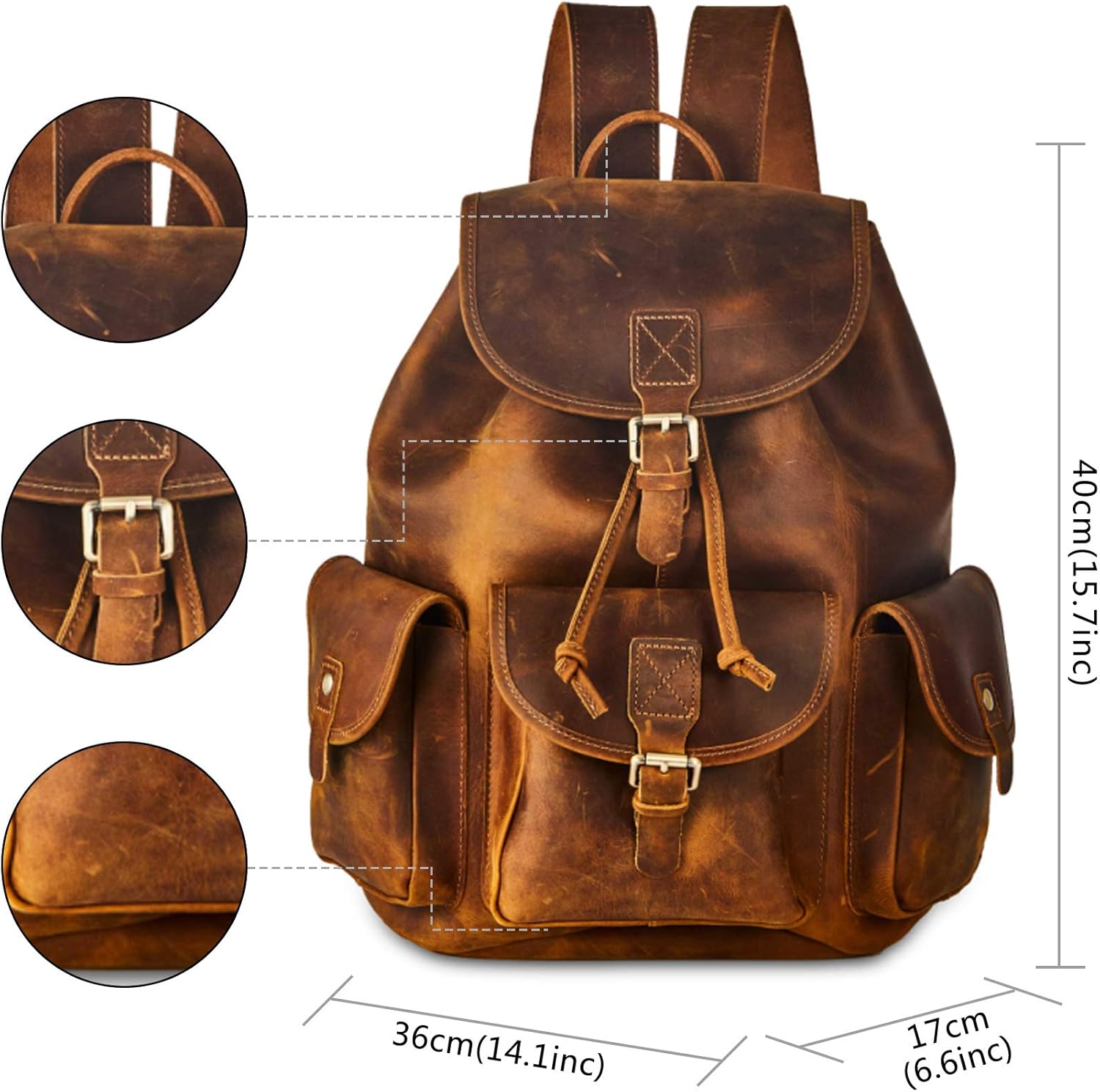 Weekly Top Sale BRASS TACKS Leathercraft Men's Genuine Leather Vintage Utility Rubbed Cinched Backpack with Buckle Closures Best Cyber Monday 🔥 BRASS TACKS Leathercraft Men's Genuine Leather Vintage Utility Rubbed Cinched Backpack with Buckle Closures