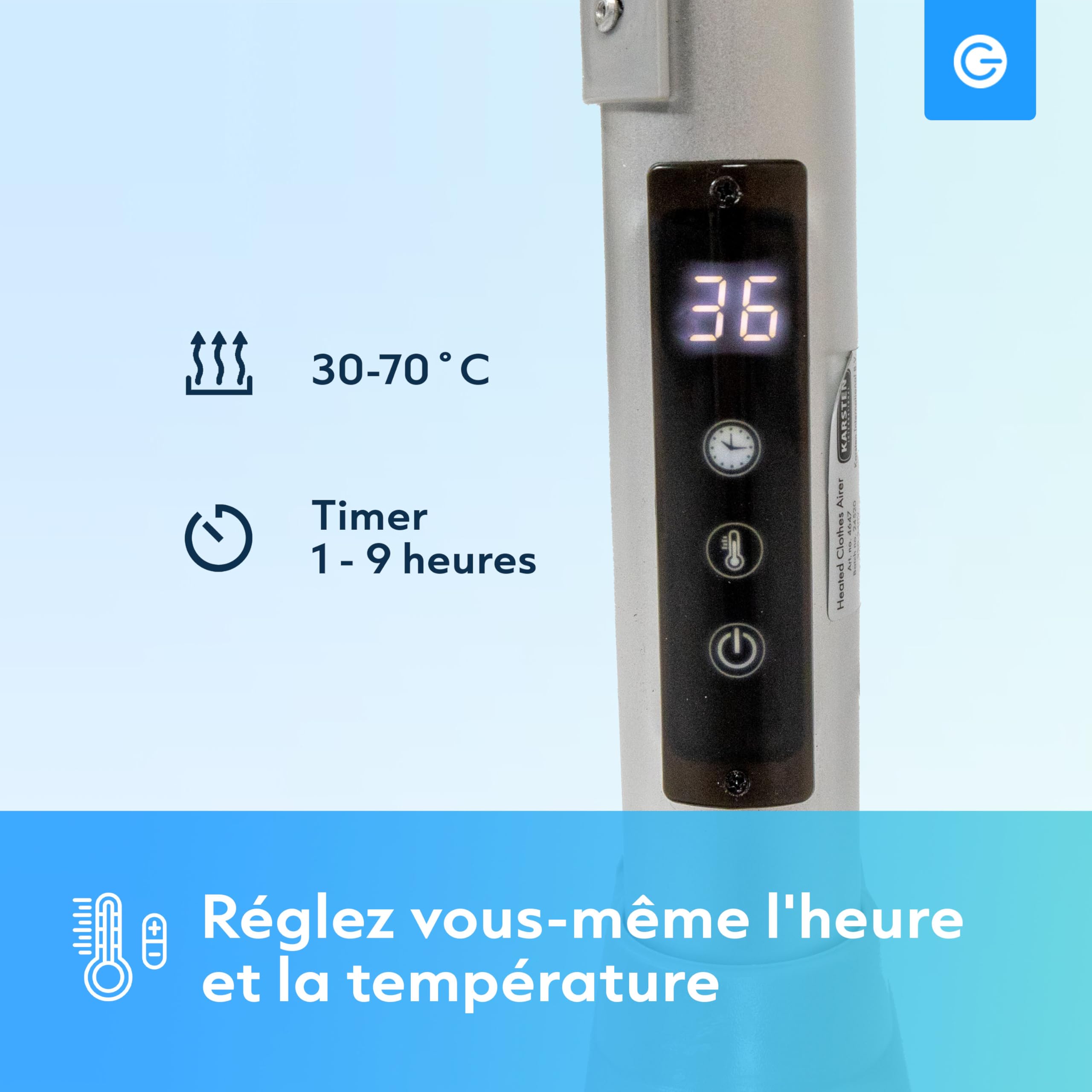 Silvergear® Séchoir à Linge Chauffant Intérieur Premium | 73x70x147cm