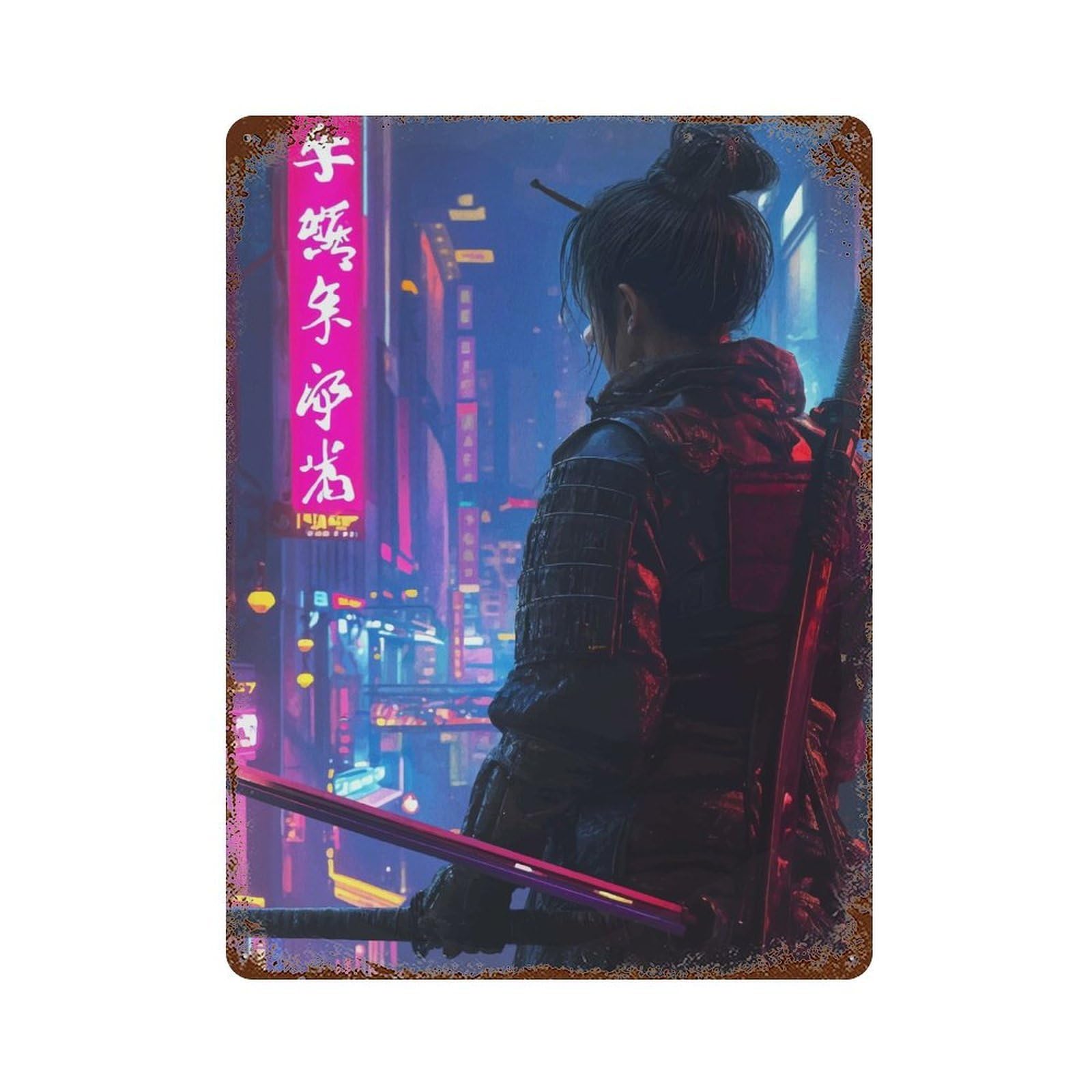 Geisha Japan 15.7"x11.8" Retro Metal Sign, Industrial Home Decor for Basement, Hobby Room And Garage Decor