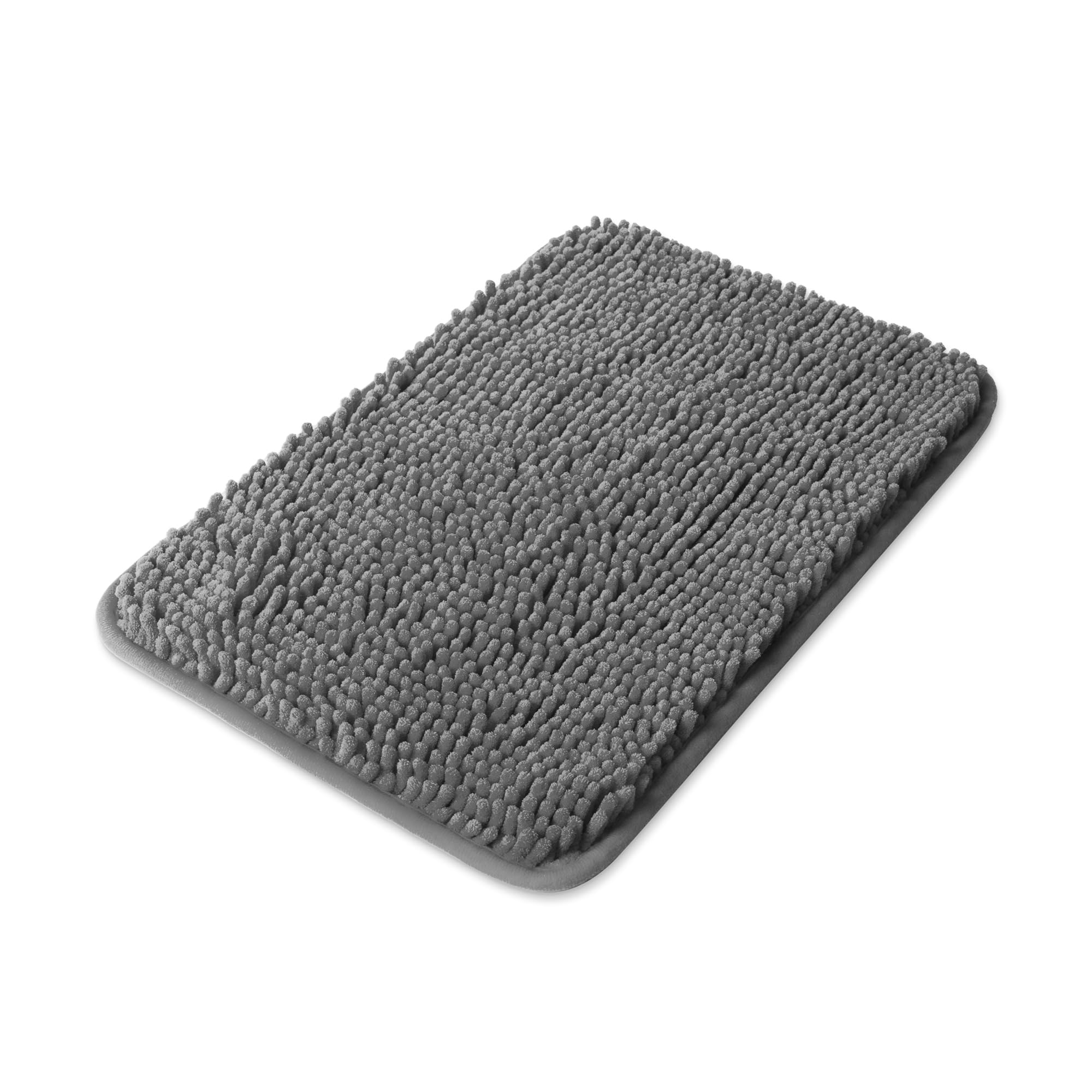 Yeaban Small Bathroom Rugs 12"x18" – Thick Chenille Bath Mats | Absorbent and Washable Bath Rug Non-Slip, Plush and Soft Rugs for Bathroom, Shower(Dark Gray) — image 1
