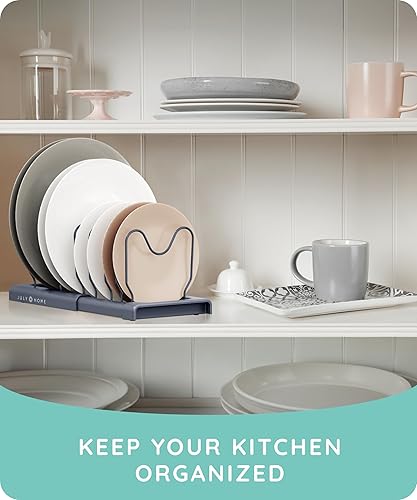 Miniatura 6 de JULY HOME Organizador expandible para ollas y sartenes para gabinete soporte organizador de tapa de olla con 7 compartimentos ajustables tabla de