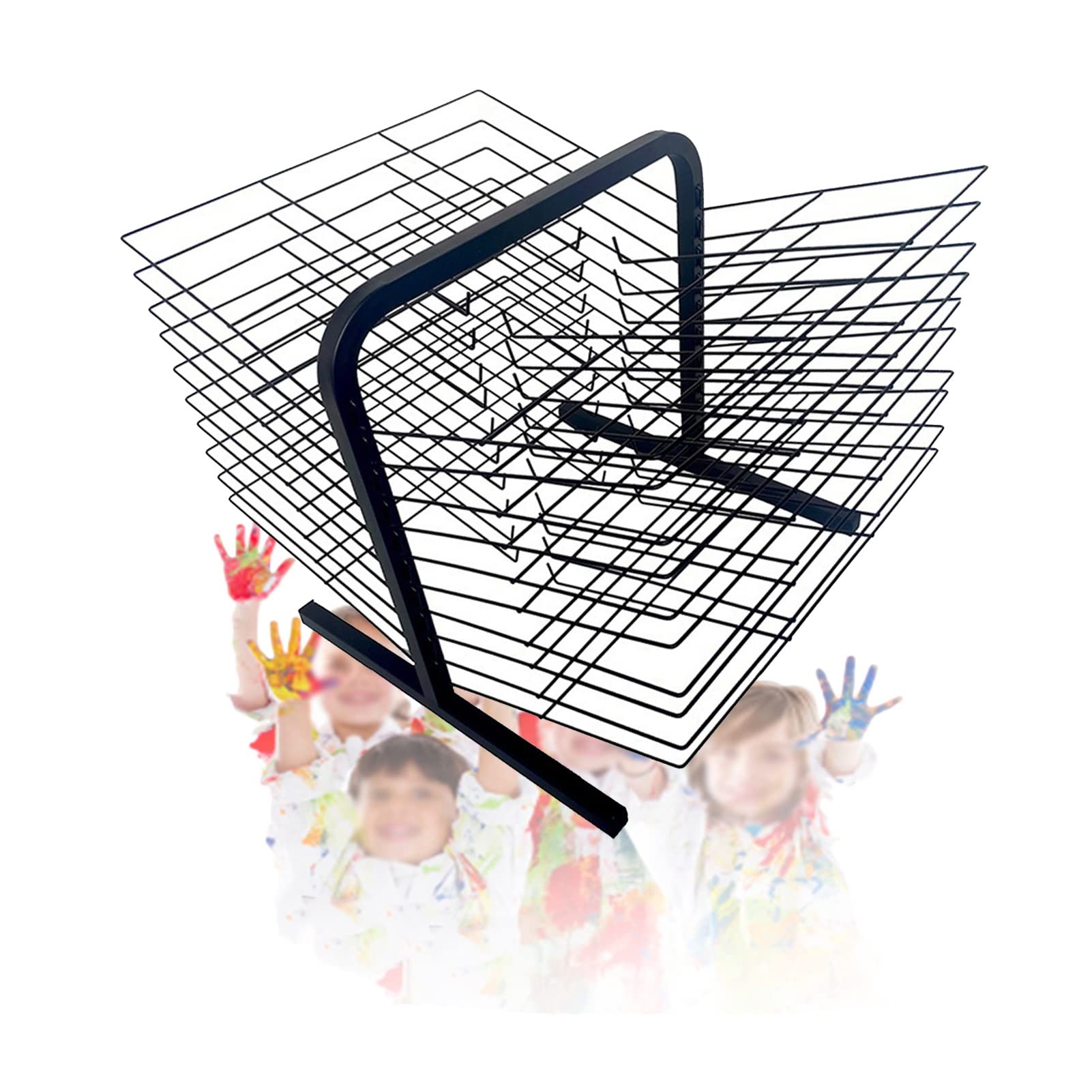 Support De Séchage d'art pour La Peinture en Classe, Support d'art en Métal Robuste, Peut Être Utilisé comme Support Mural Ou Support De Bureau, 20 Couches Parfait pour L,