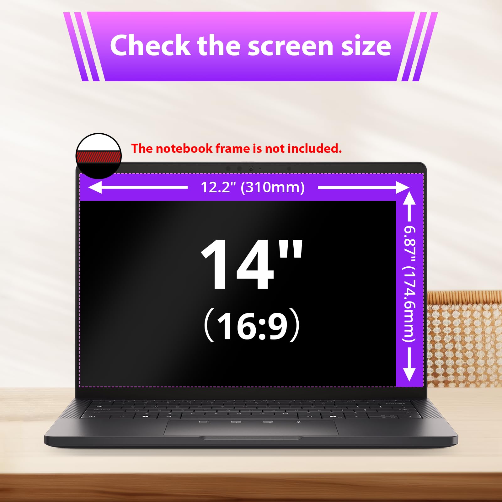 IPROKKO Film de Pprotection D'écran 360° Pour 14 pouces, Rapport D'aspect 16:9, Anti-lumière Bleue, Anti-éblouissement, Filtre de Confidentialité Pour 14 Hp/Dell/Acer/Lenovo/ThinkPad/Asus
