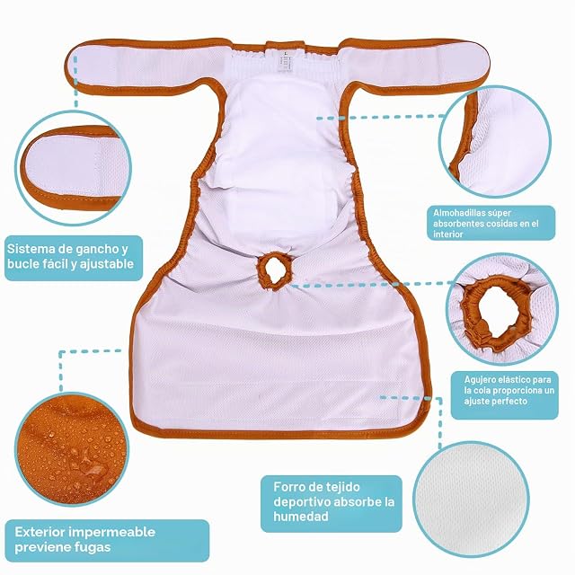 Foto 7 de 8 de Avont 3 Packs - Pañales Lavables para Perras, Reutizables y Duraderos para Perros Hembra, Female Dog Diapers…