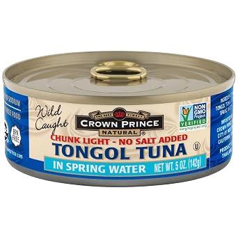Crown Prince Natural, Tongol Tuna, Chunk Light - No Salt Added, In Spring Water, 5 oz 142 g Crown Prince Natural, Tongol Tuna, Chunk Light - No Salt Added, In Spring Water, 5 oz 142 g - 2pcs