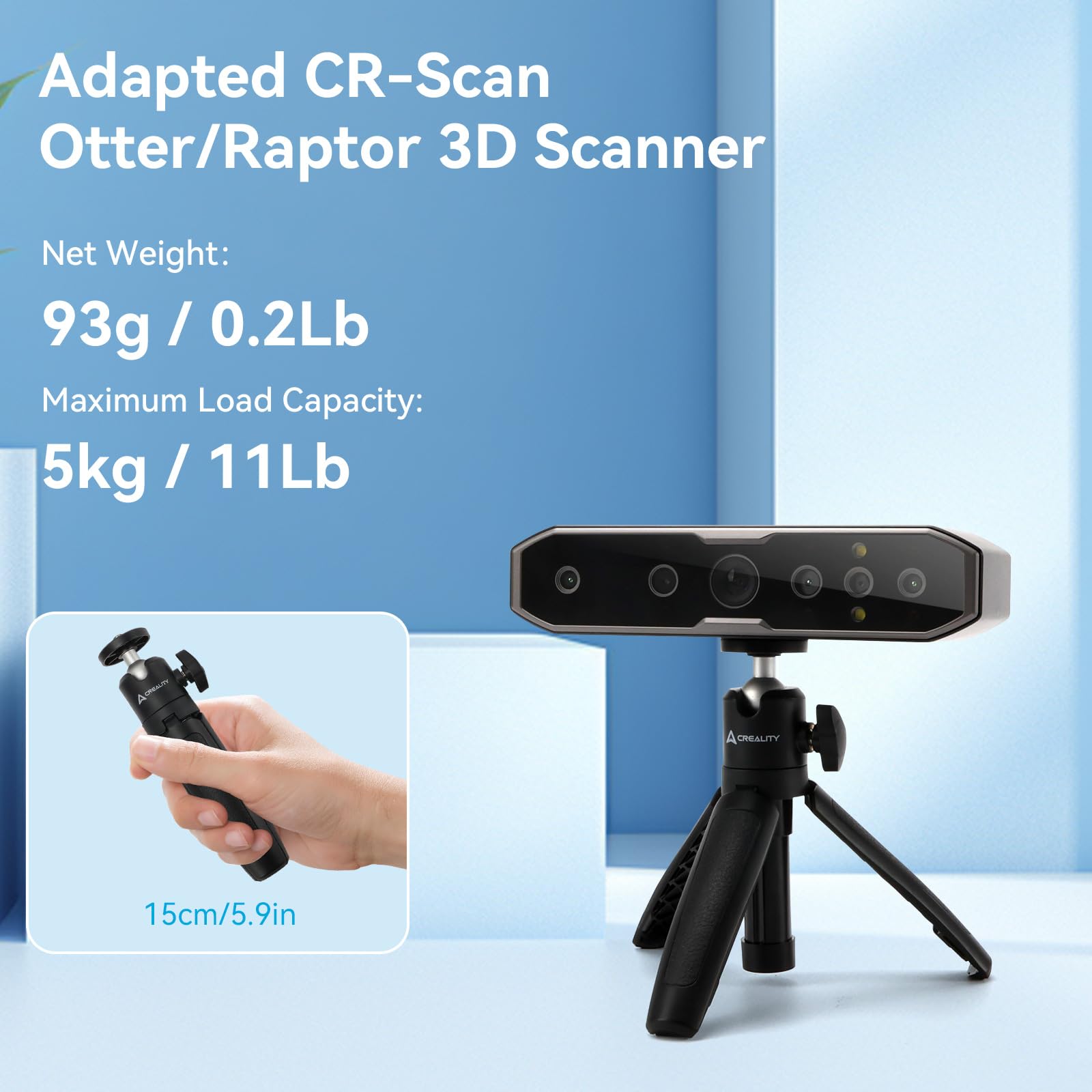 Creality Mini treppiede per selfie con impugnatura per scanner CR-Scan Otter/Raptor, adatto per scansione portatile, scansione fissa della posizione della fotocamera