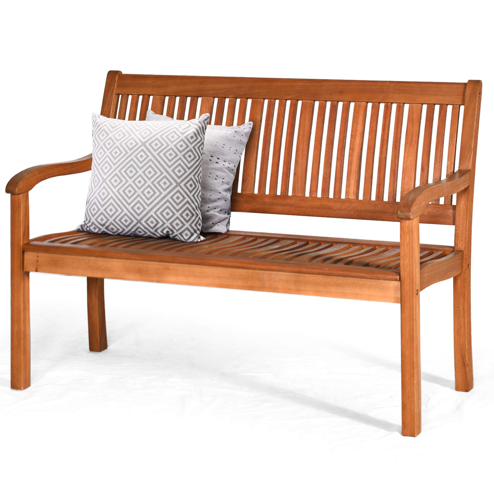 RELAX4LIFE Patio Garden Bench, Eucalyptus Wood Park Chair Seat with ...