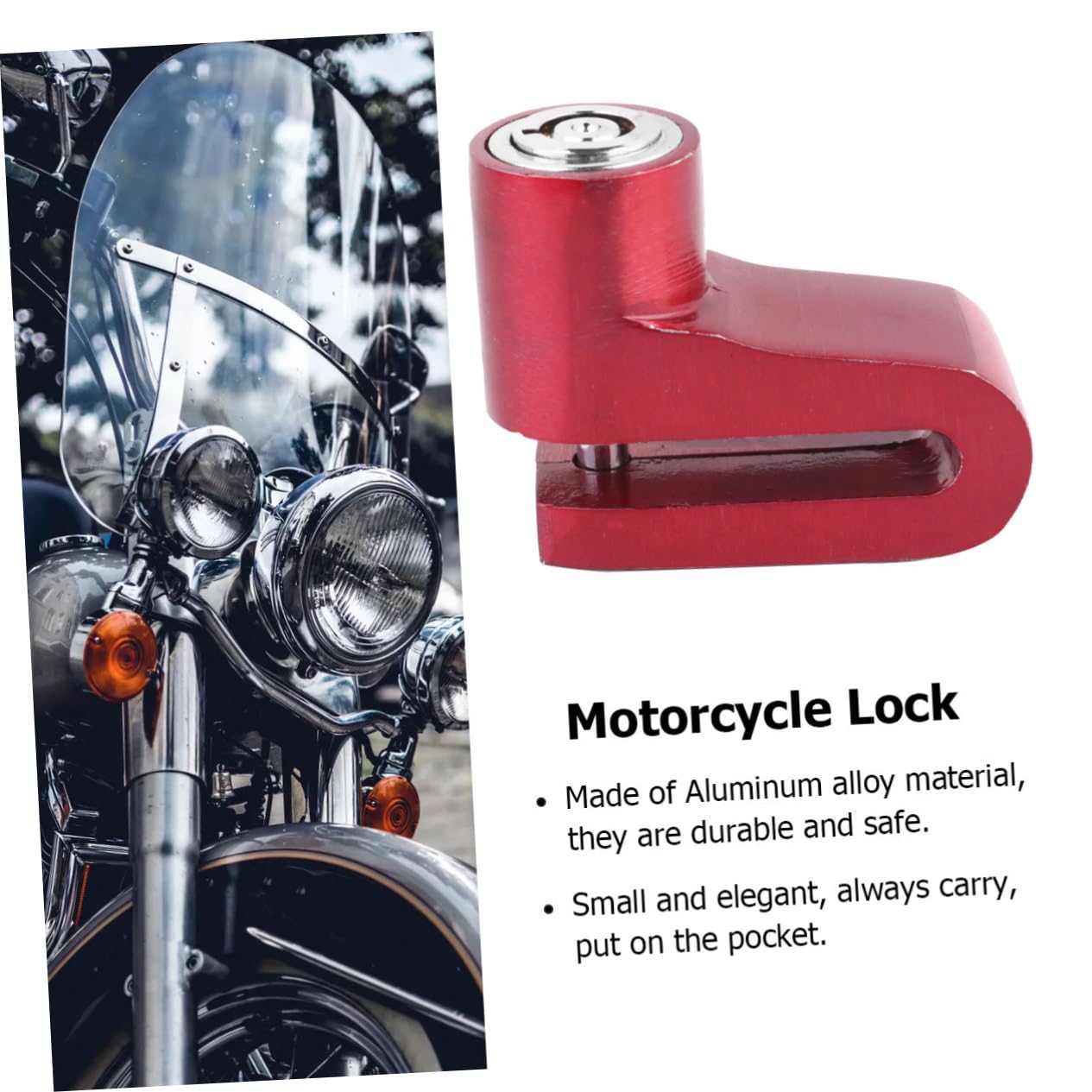 Toddmomy 1Pc Motorcycle Lock Theft Disc Brake Lock for Scooter Motorbike Red Compact Convenient Design for Easy Carrying