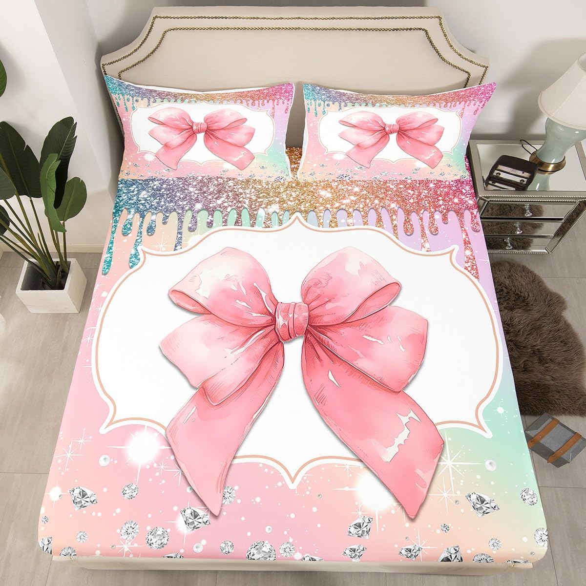 Erosebridal Horseshoe Full Bed Sheets for Kids Boys Girls Western Cowgirl Fitted Sheet, Southwestern Horse Decor Bedding Sets 3 Pieces