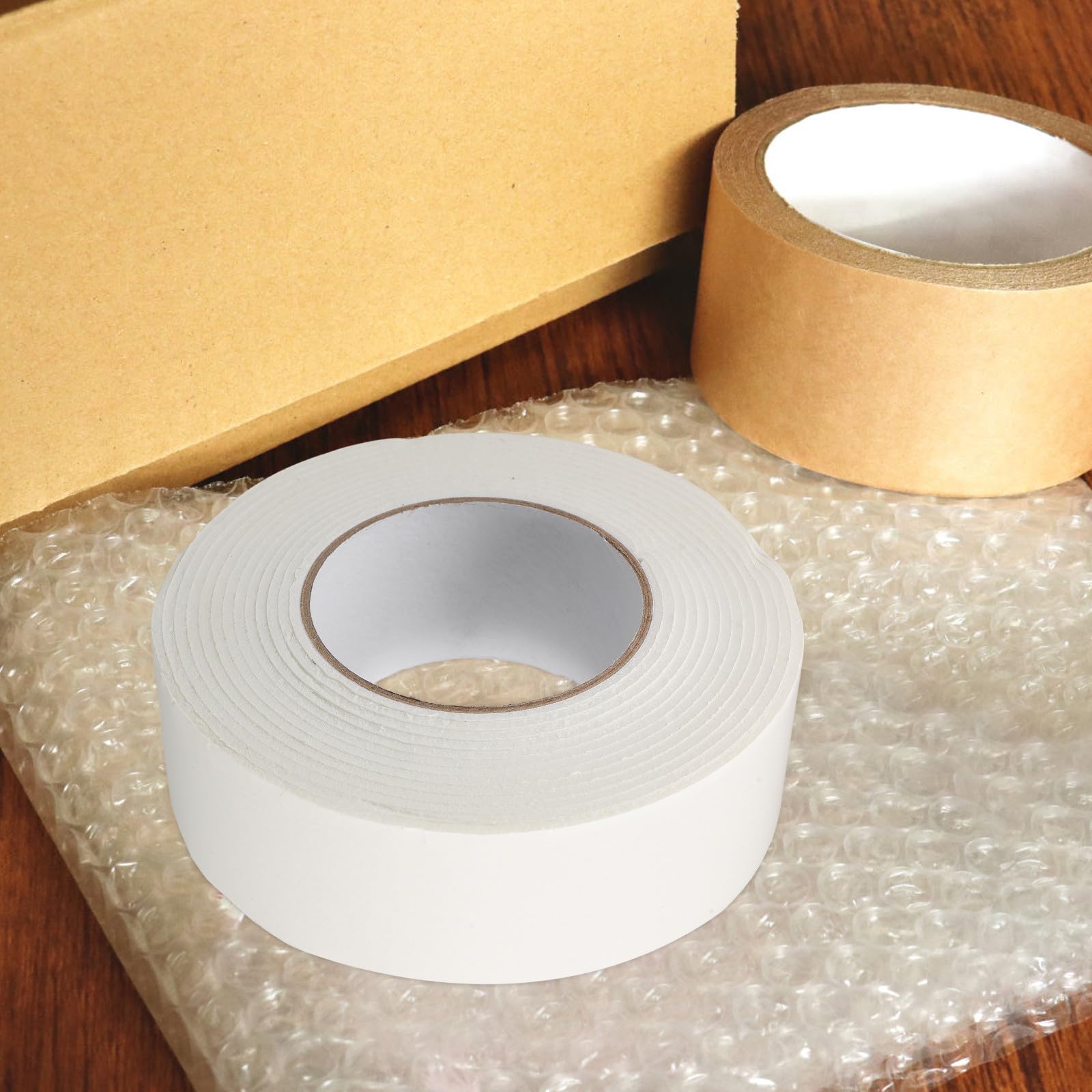iplusmile Ruban Adhésif Double Face en Mousse Blanche 25 mm x 50 mm x 5 m Étanche Résistant au Gel Adhérence Forte