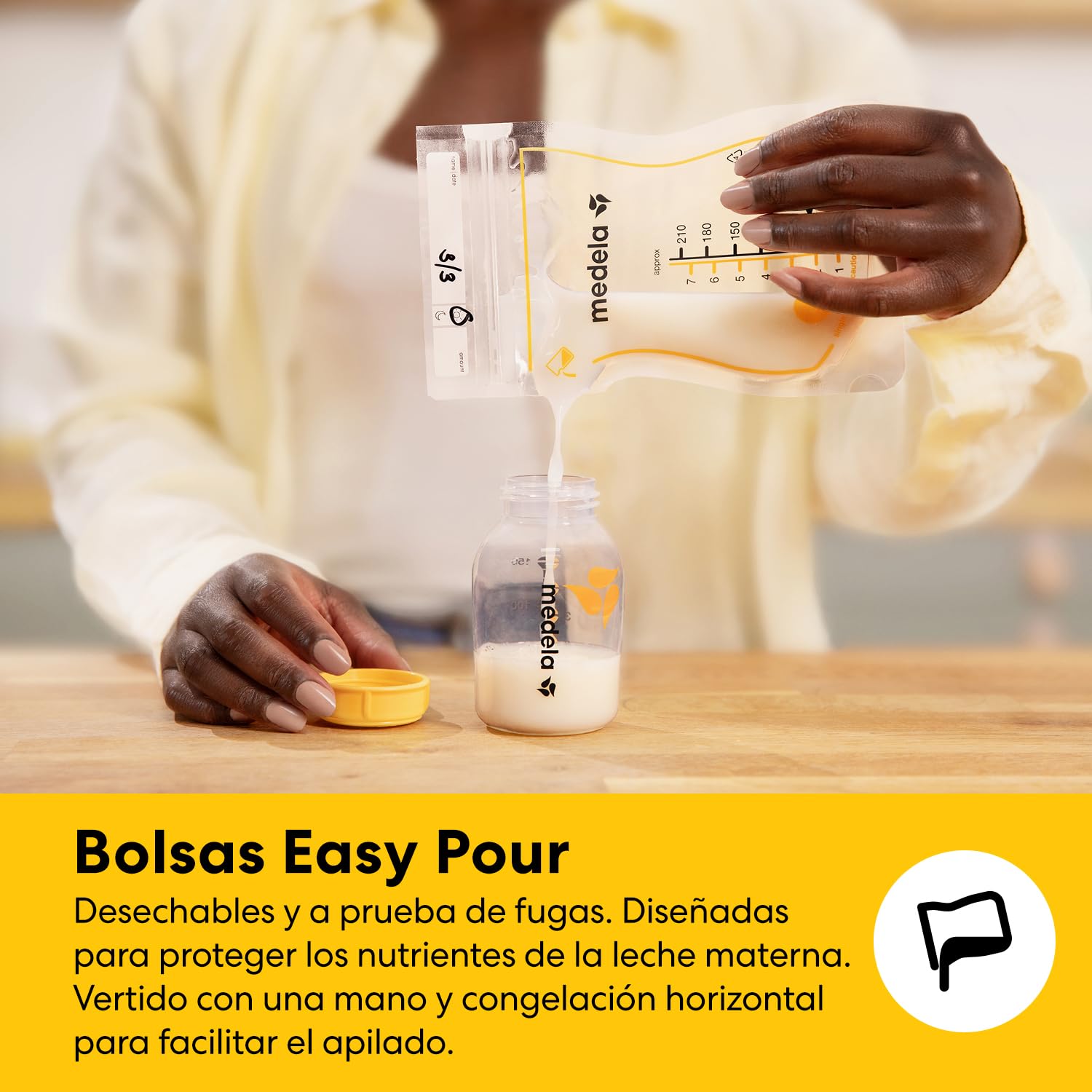 Medela kit todo en uno para almacenamiento de leche materna con biberones de 150 ml, Easy Pour y reutilizables, bolsa para microondas Quick Clean y nevera portátil con placa de refrigeración moldeada