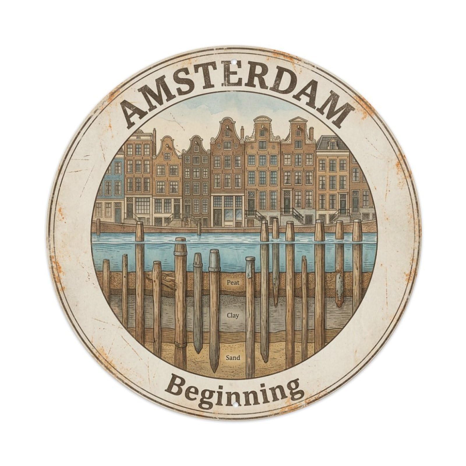 Fqnyr Style Metal Tin Sign Vintage Travel Amsterdam Netherlands Foundation