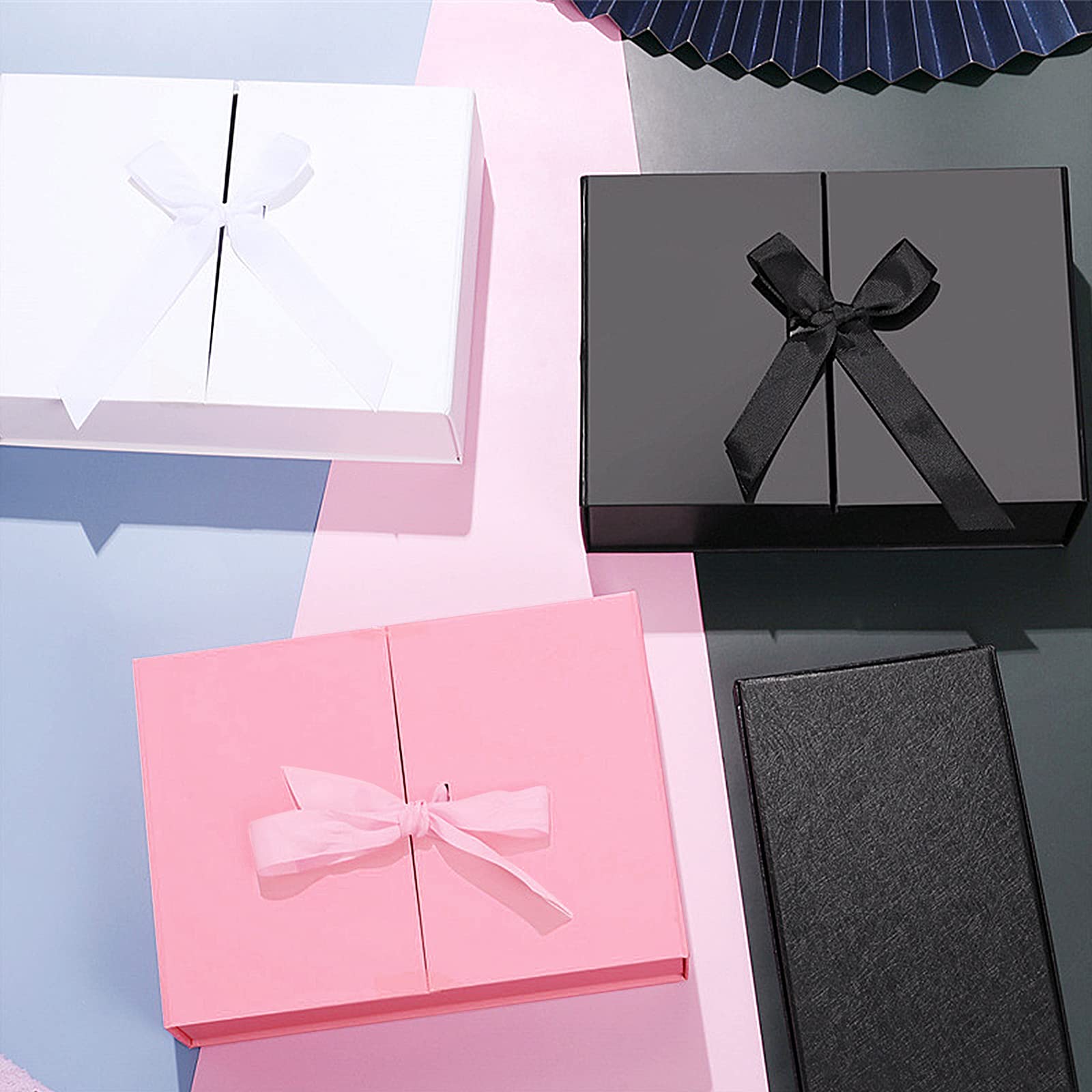 Scatole regalo in carta Kraft nastro fiocco d'oro per matrimonio natale Baby Sho
