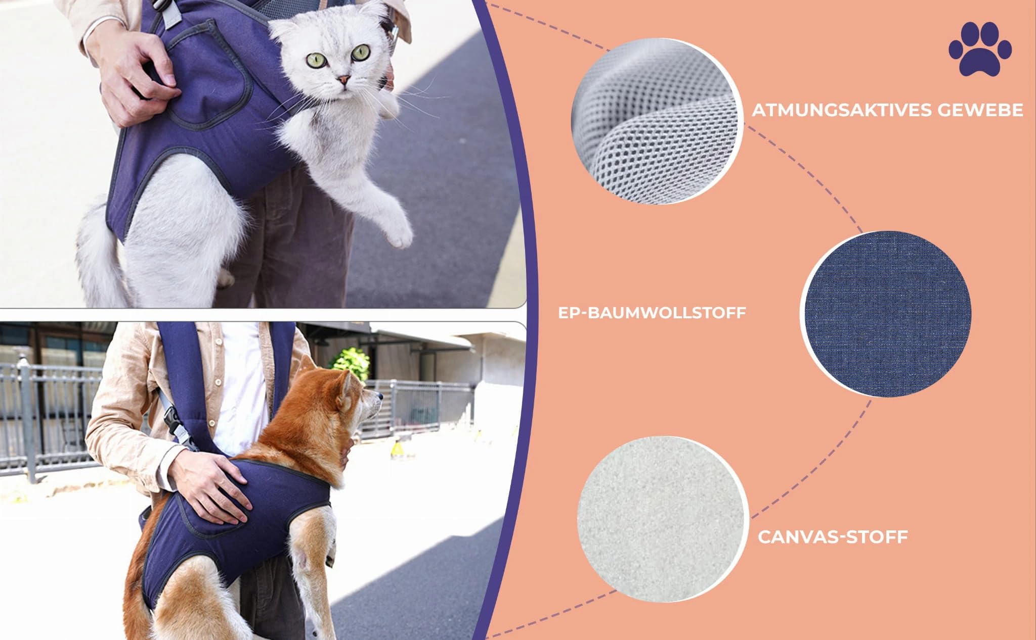 Haustiertransporter für Hunde und Katzen, Zusammenklappbare Transportbox für Auto und Flugzeug