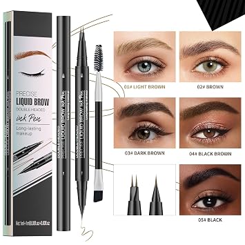 Microblading Eyebrow Pencil Waterproof Long-Lasting Microblading Eyebrow Pen with Micro-Fork-Tip and Precise Brush-Tip Brow Kit (5#)