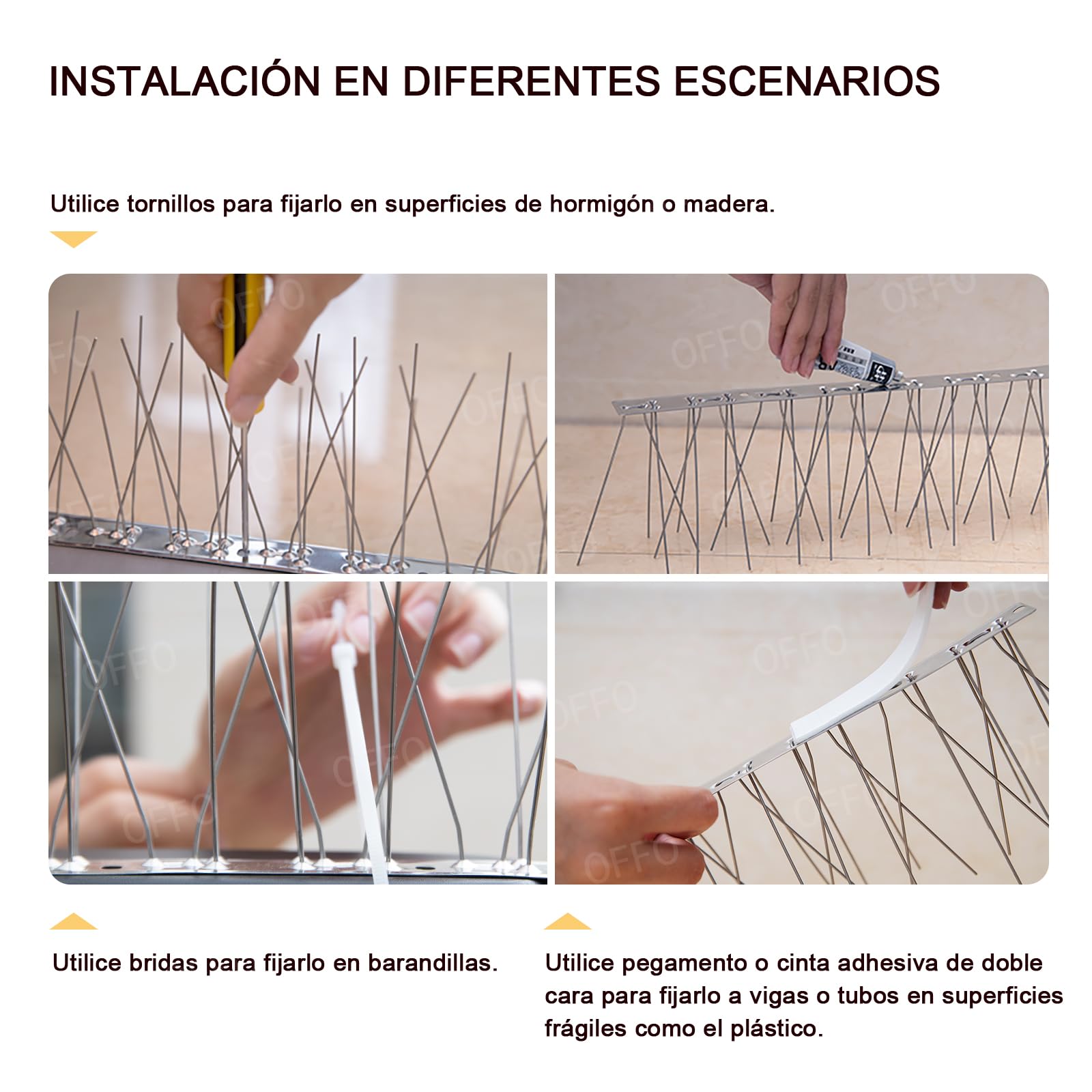 OFFO Pinchos Antipalomas,Pinchos para Palomas de Premontados 2,08m,Pinchos Palomas Exterior Resistente para Balcones,techos,Jardines o barreras privadas,Antipalomas Plateado