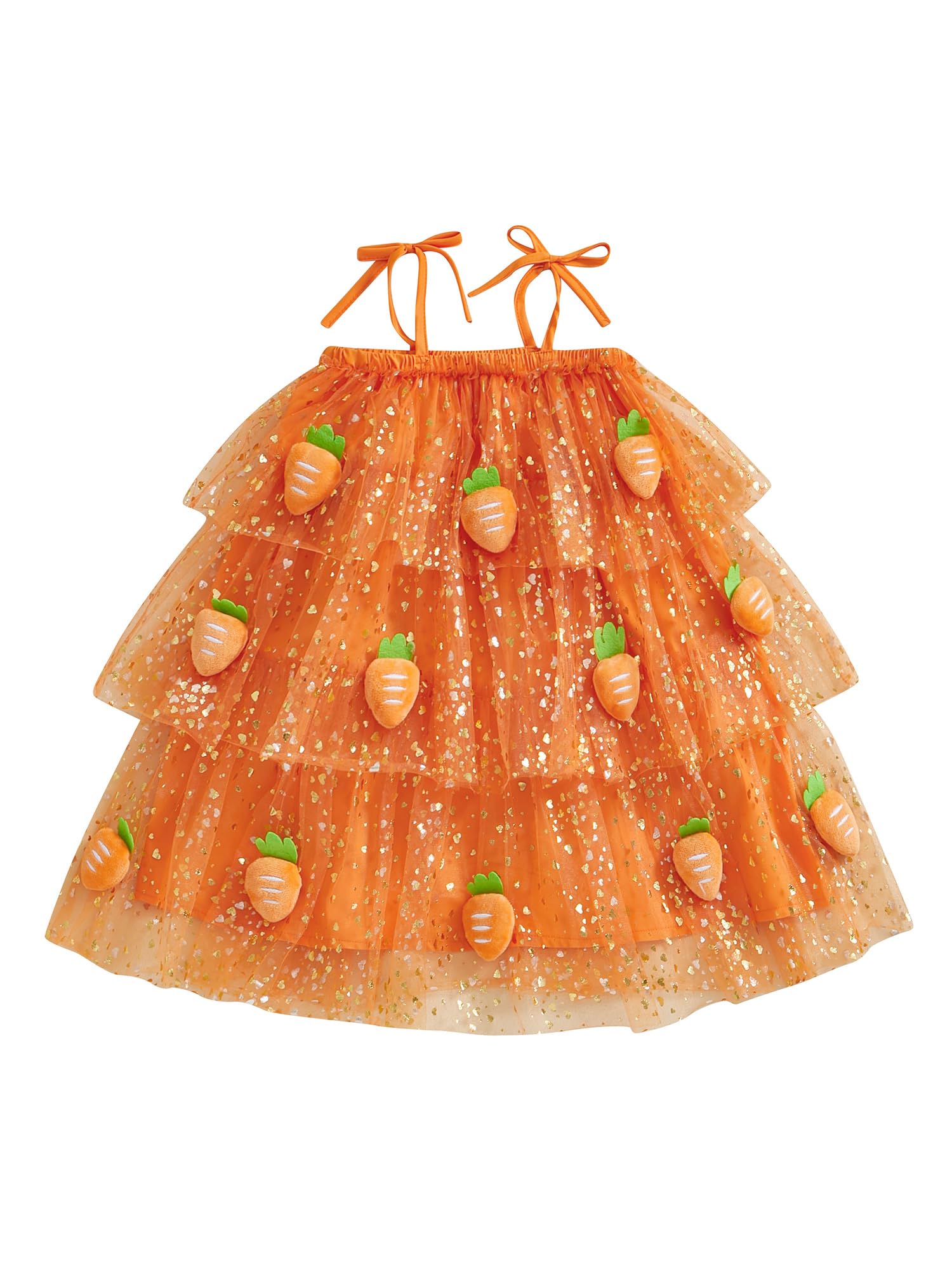 Toddler Baby Gir Easter Tulle Dress Sleeveless Bunny Carrot Print Ruffle Mesh Layered Dress Princess Tutu Dresses