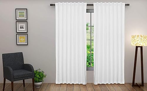Miniatura 7 de COTTON CRAFT Cortina blanca  Panel de ventana  Juego de 2 cortinas  Tela de pato de algodón grueso  Tratamiento de ventana con pestaña inversa  Bono