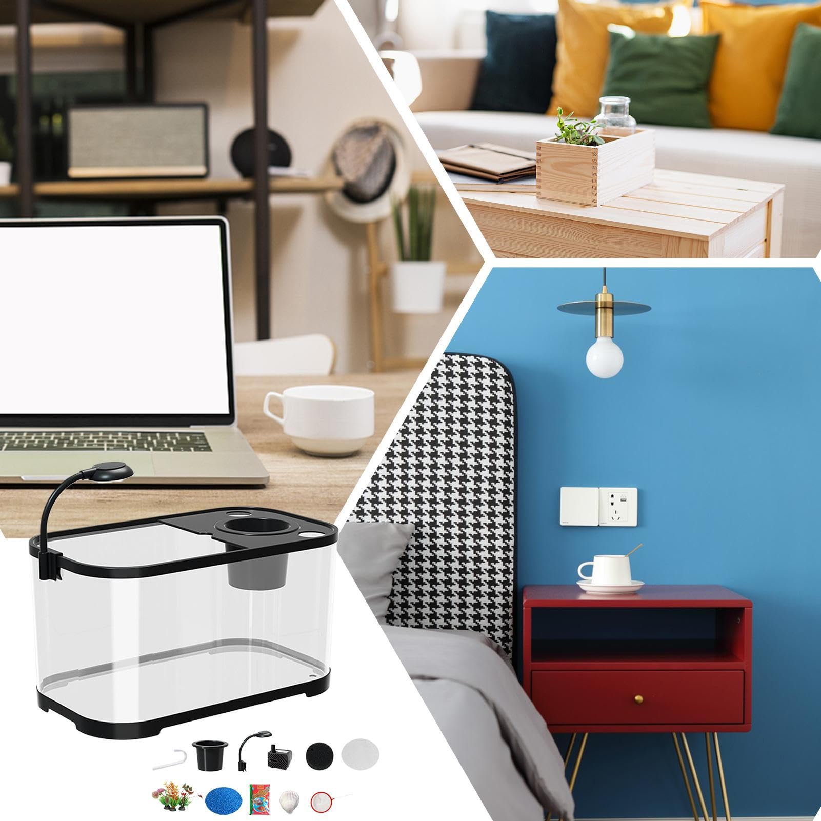 VGEBY Kits De Démarrage Pour Aquarium Betta Mini Réservoir D'aquarium