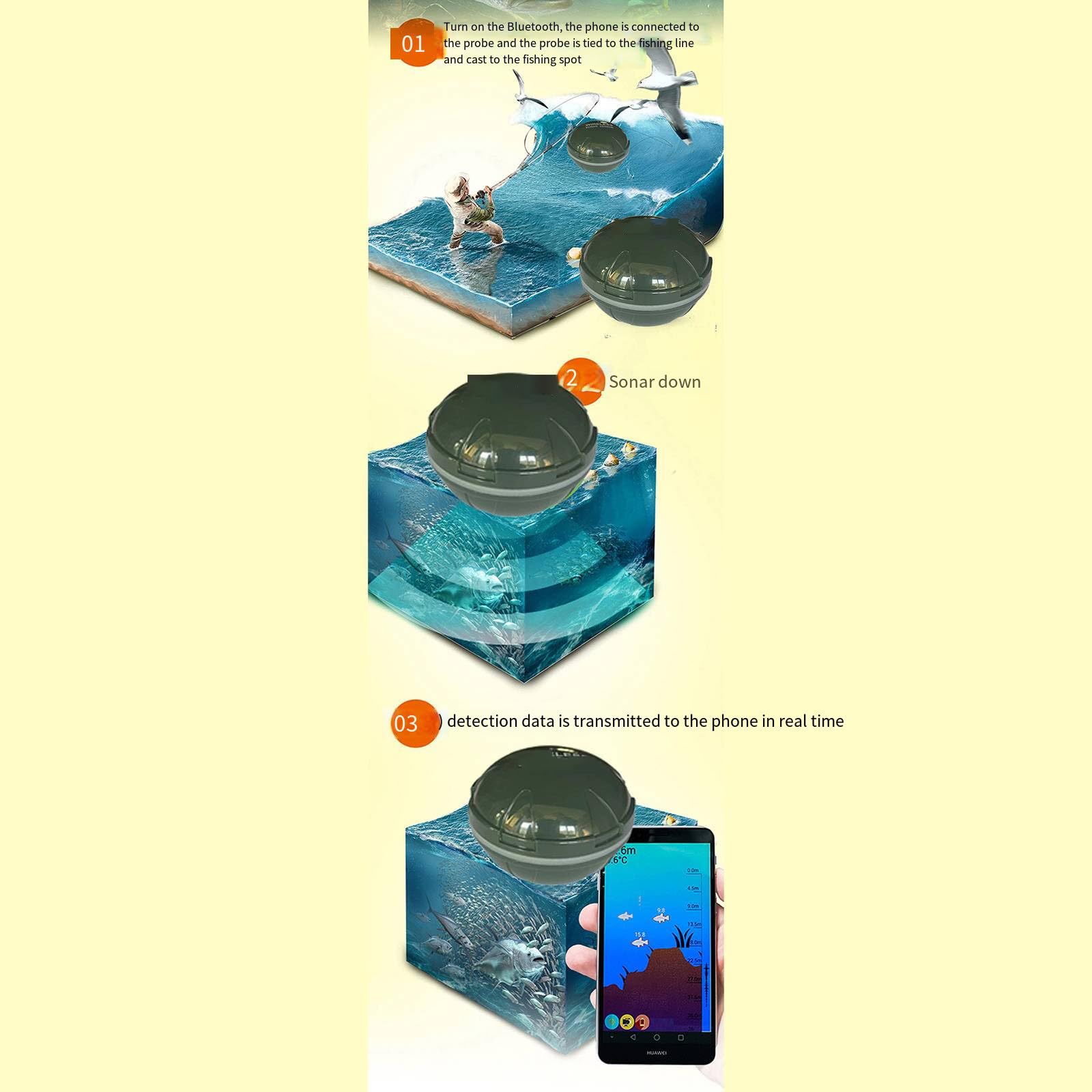 Wersja mobilna Bezprzewodowy lokalizator ryb Telefon komórkowy Bluetooth Inteligentny wykrywacz ryb Podwodny wizualny HD Sonar Wędkarstwo Wędkarstwo