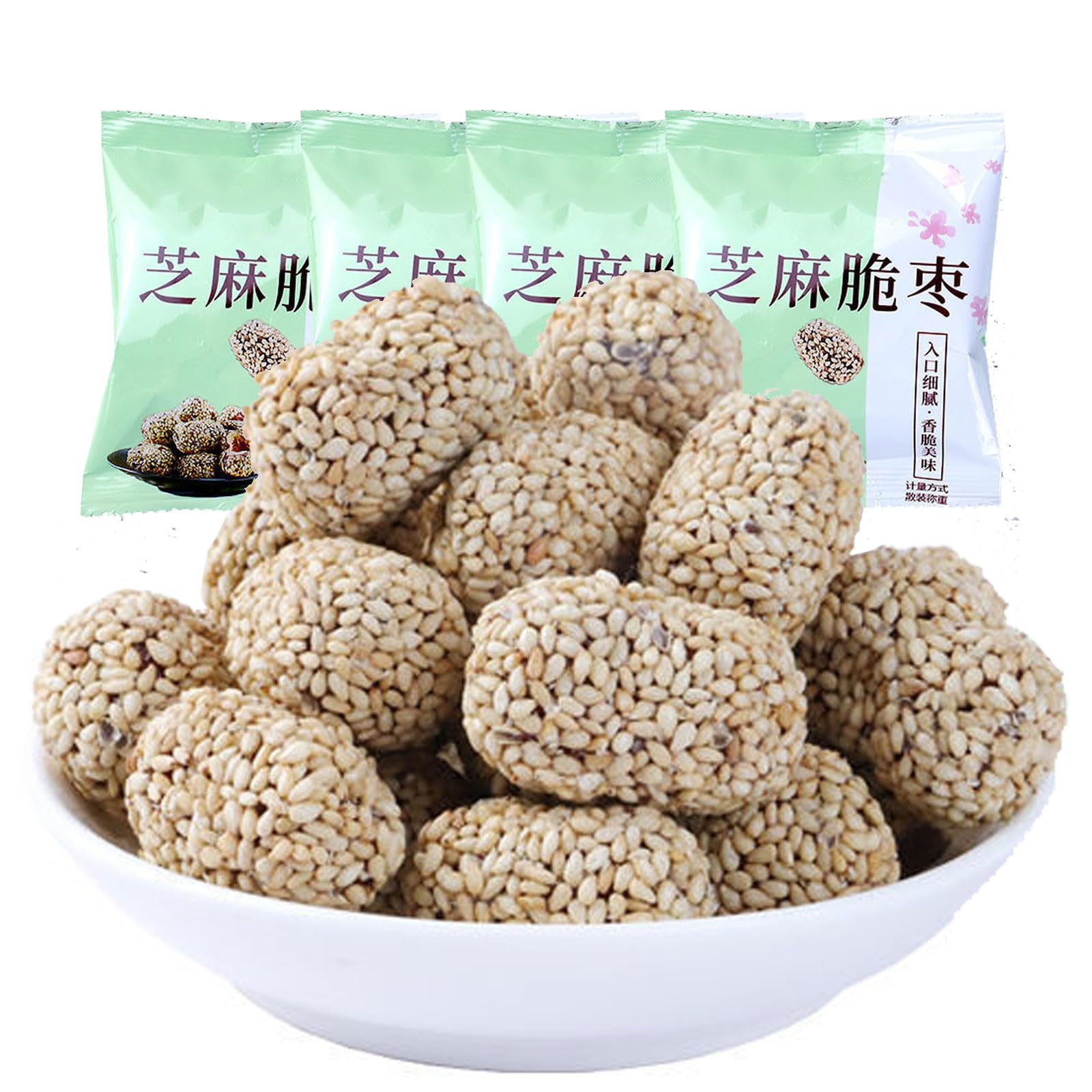 Crispy Jujube Dates Seedless， Sesame Jujube Crispy 13.4oz(380gAbout 18 small bags) Healthy Dried Fruit，Enjoy crispy and delicious food