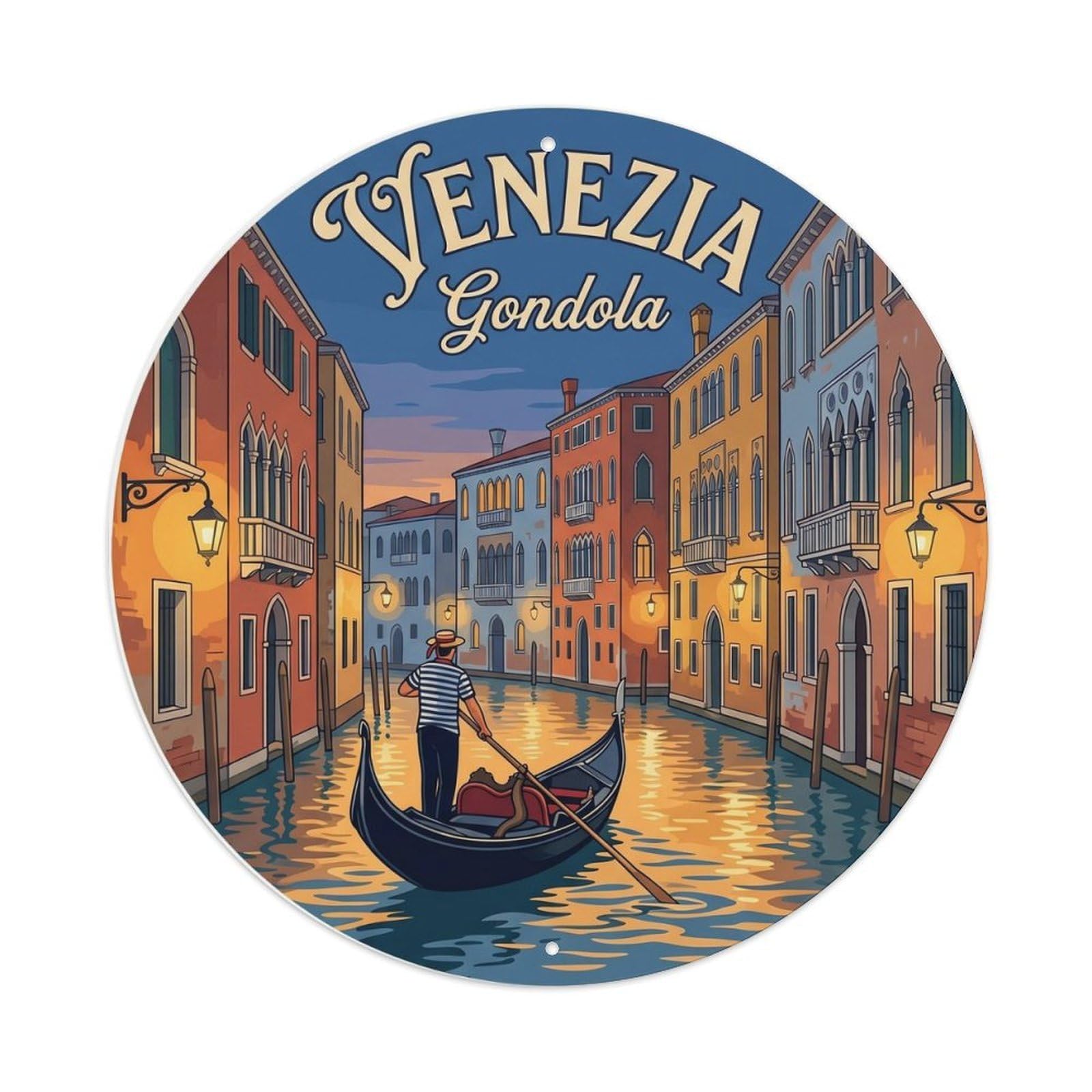 Fqnyr Style Vintage Travel Venice Gondola Romantic Metal Tin Sign