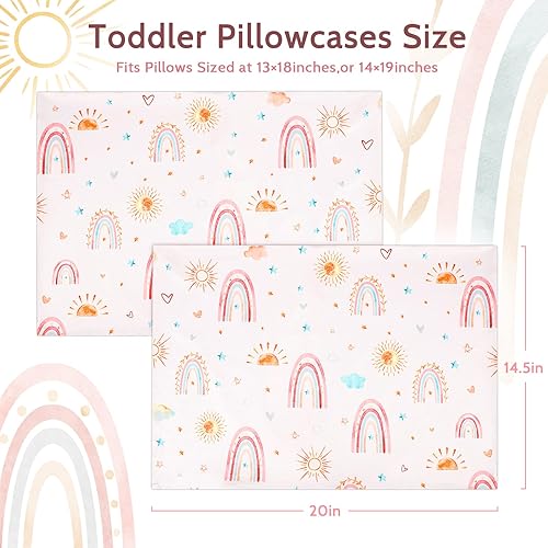 Miniatura 7 de El juego de ropa de cama para cuna de arcoíris rosa de 6 piezas incluye edredón, sábana bajera, falda de cuna, apilador de pañales y fundas de